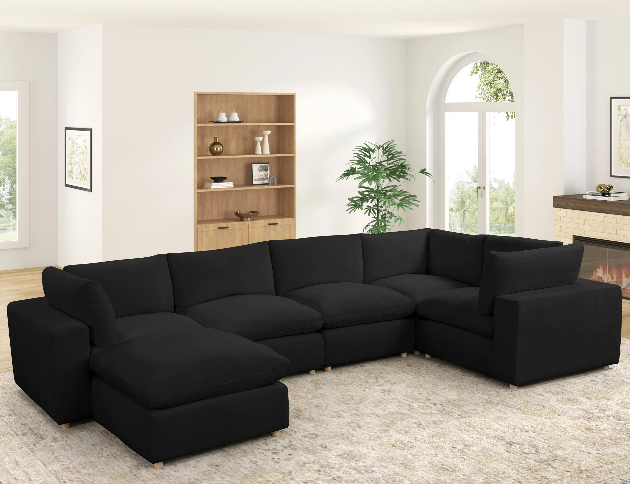 XL Cloud Black Sectional with Ottoman - Image 2