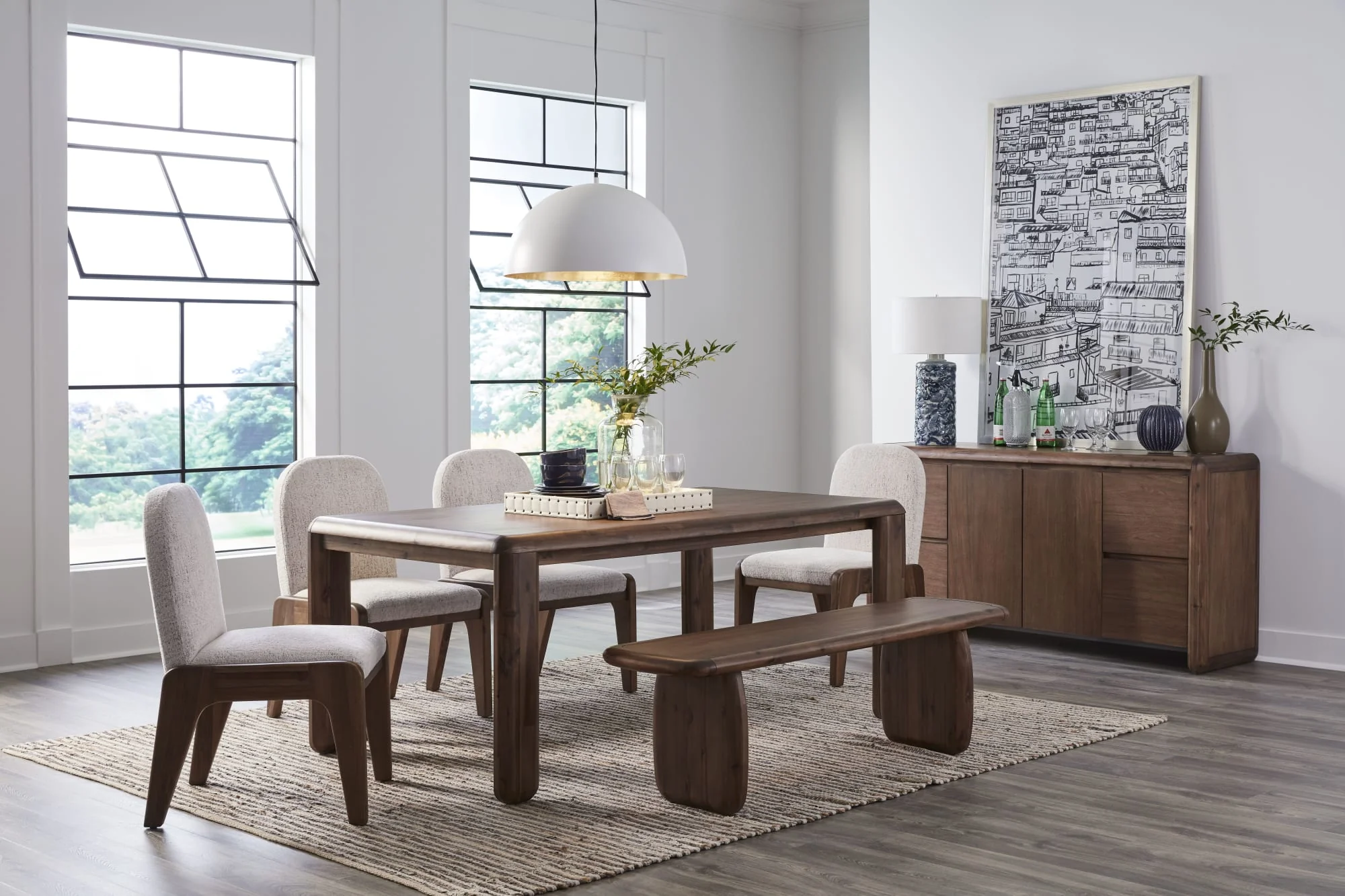 Xolani Impala Rectangular Acacia Wood Leg Dining Table - Image 6