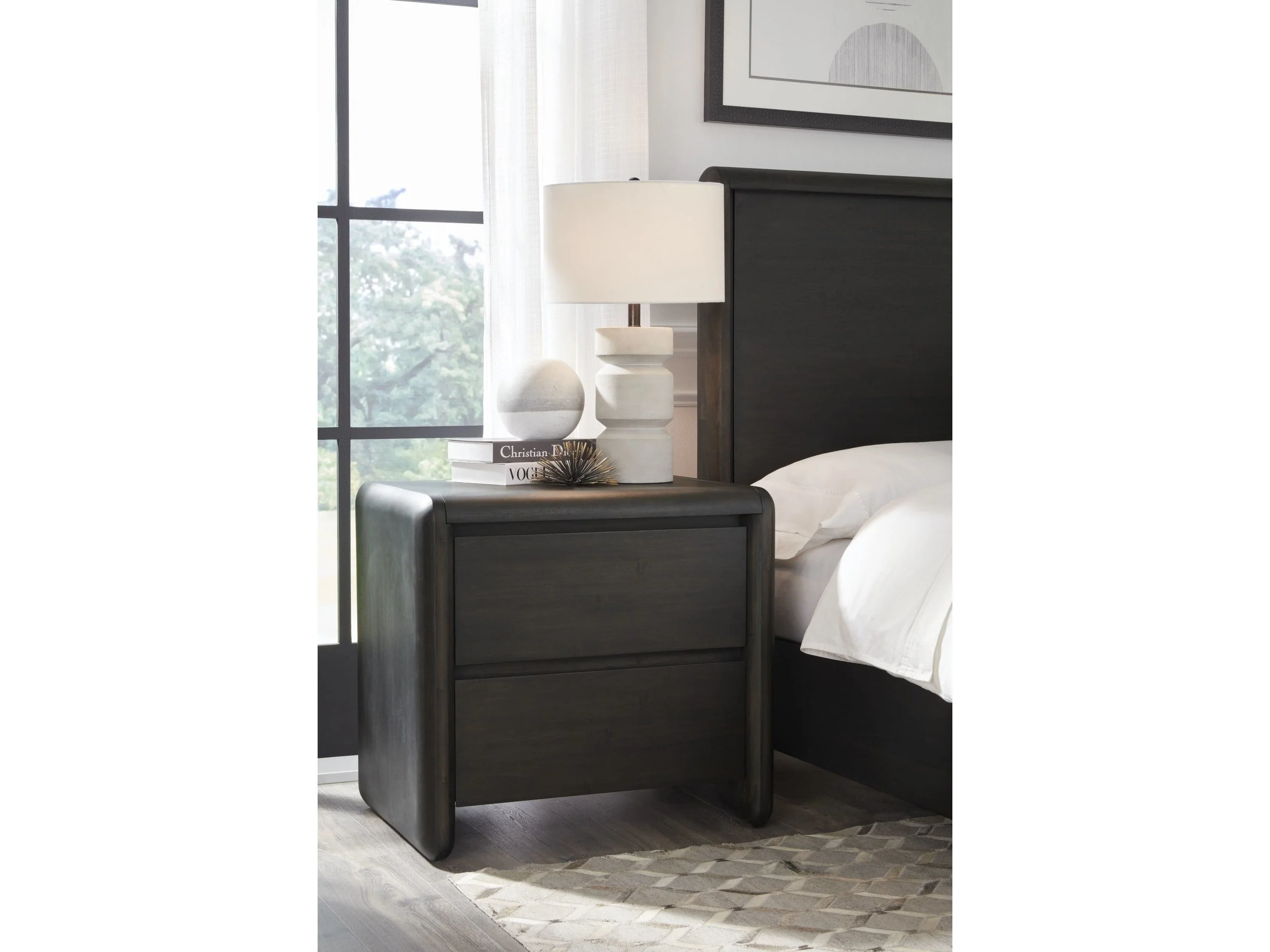 Xolani Jaguar Two Drawer Acacia Wood Nightstand