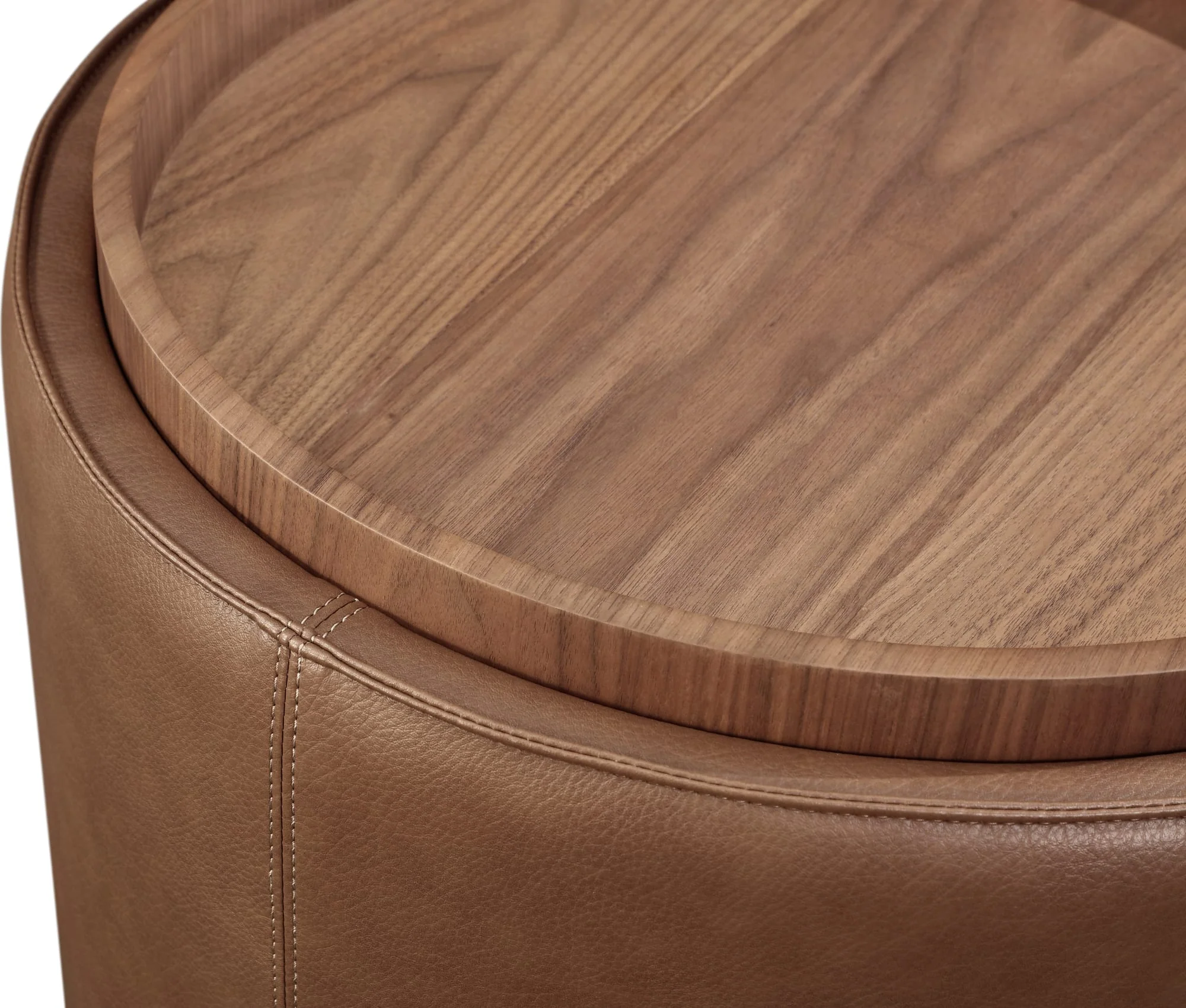 Yeal Sahara Leather Upholstered Storage End Table with Wooden Tray Top - Image 5
