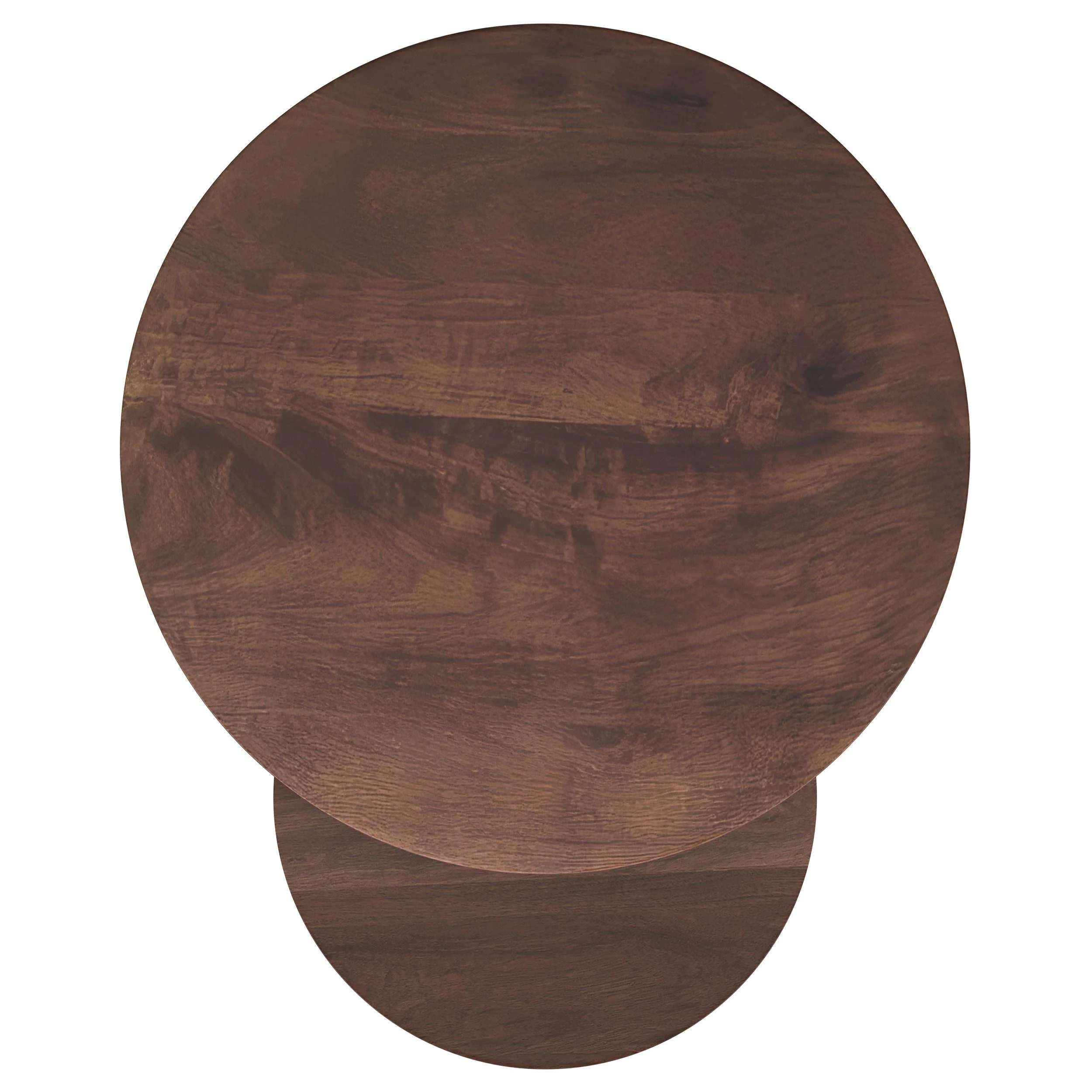 Yency Mango Brown 2-Piece Solid Wood Round Nesting Table - Image 4