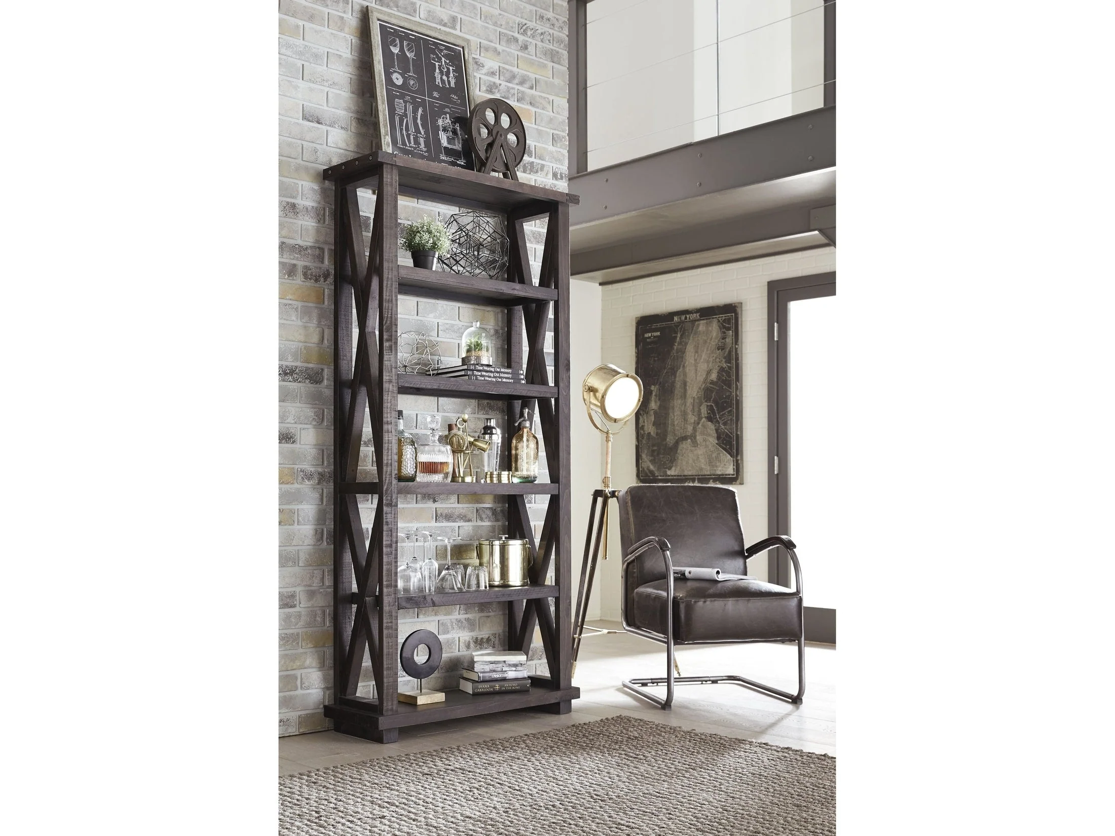 Yosemite Solid Wood 82x39 inch Bookshelf in Cafe