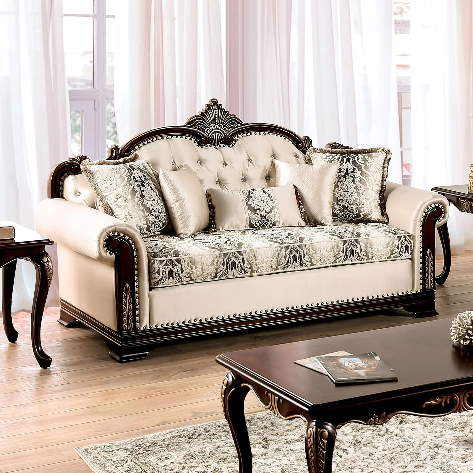Yucatan Dark Cherry/Beige Sofa & Loveseat - Image 2