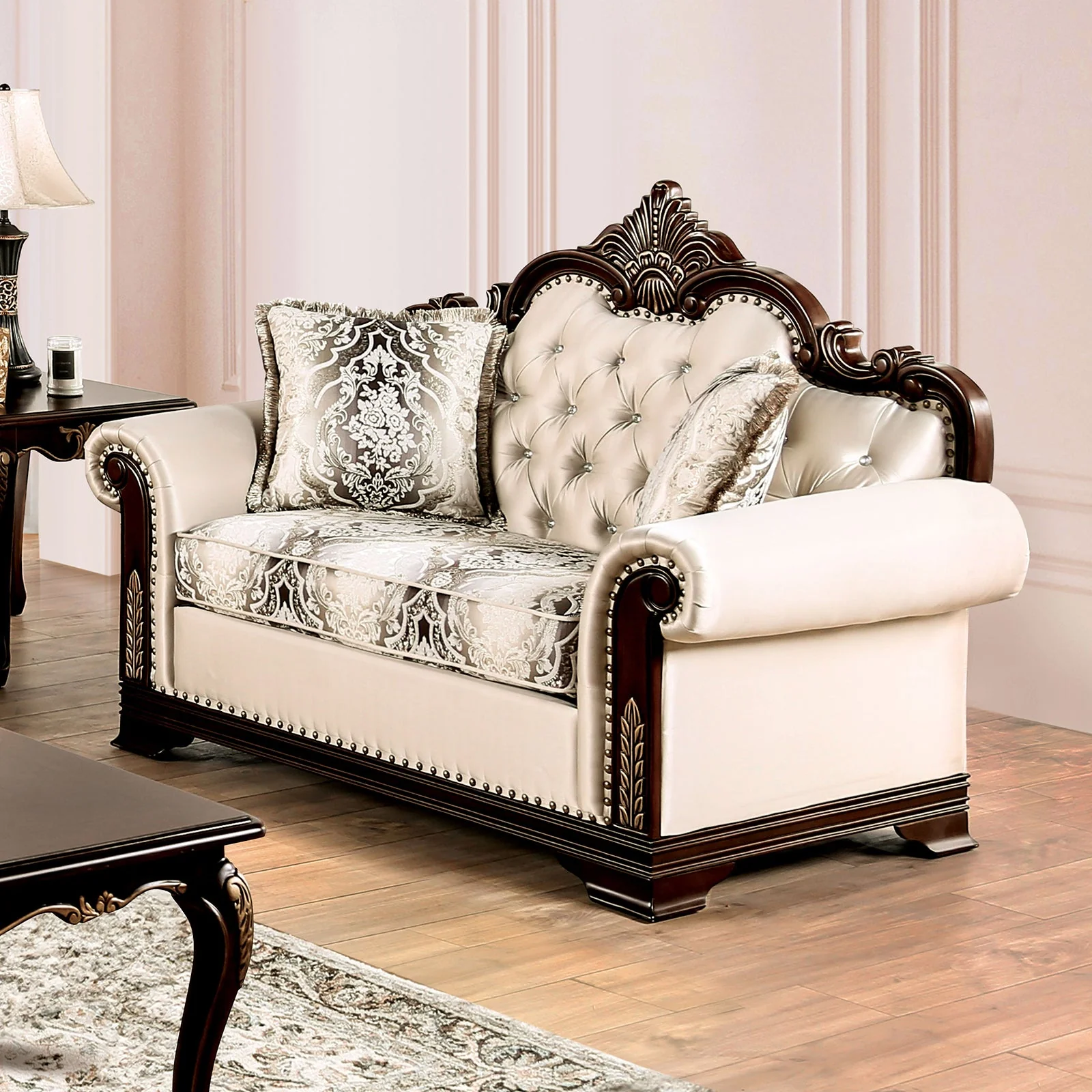 Yucatan Dark Cherry/Beige Sofa & Loveseat - Image 3