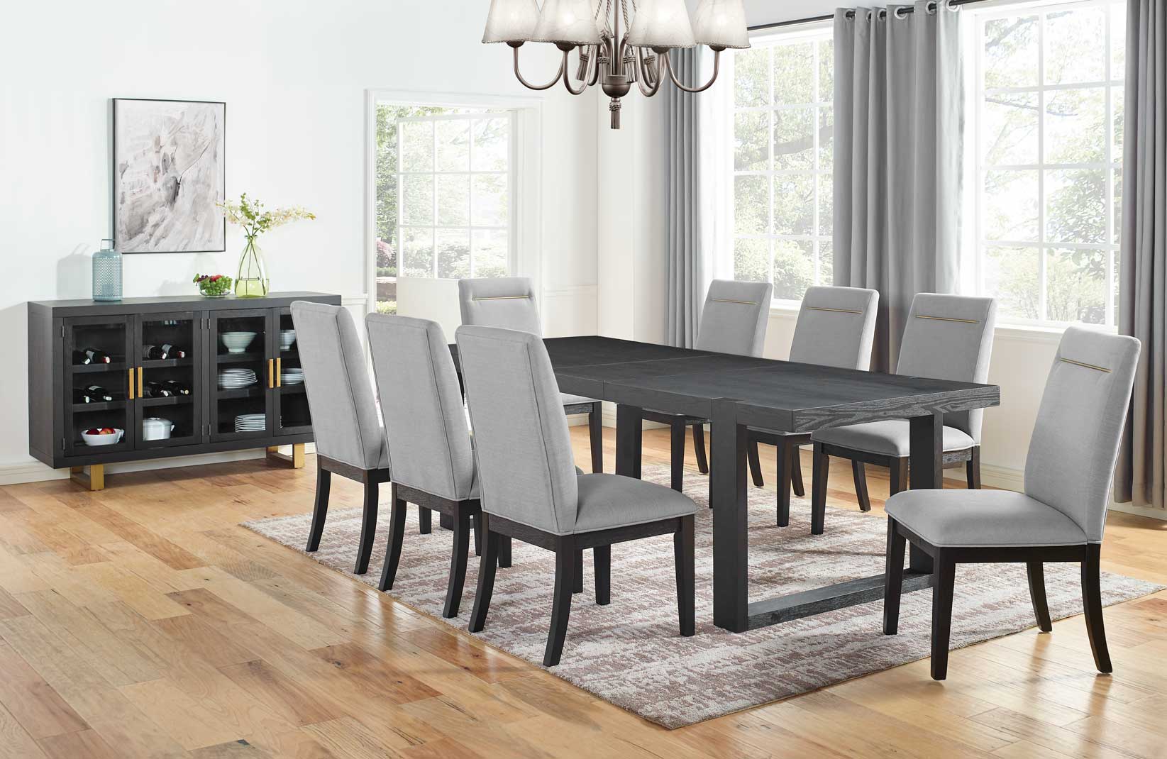 Yves 5 Piece Dining Set (Table & 4 Grey Performance Side Chairs) - Image 11