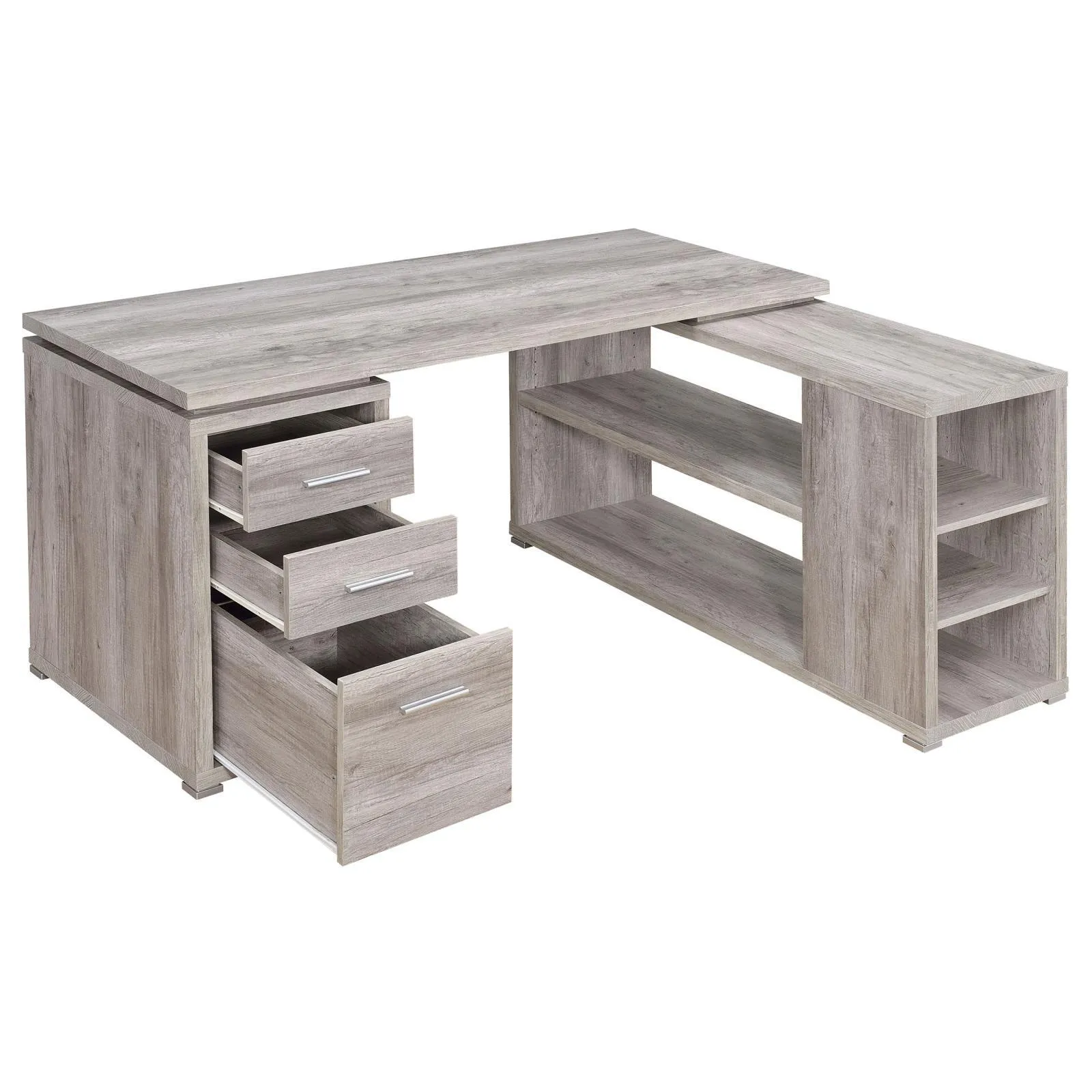 Yvette Gray Driftwood L-shape Office Desk - Image 3