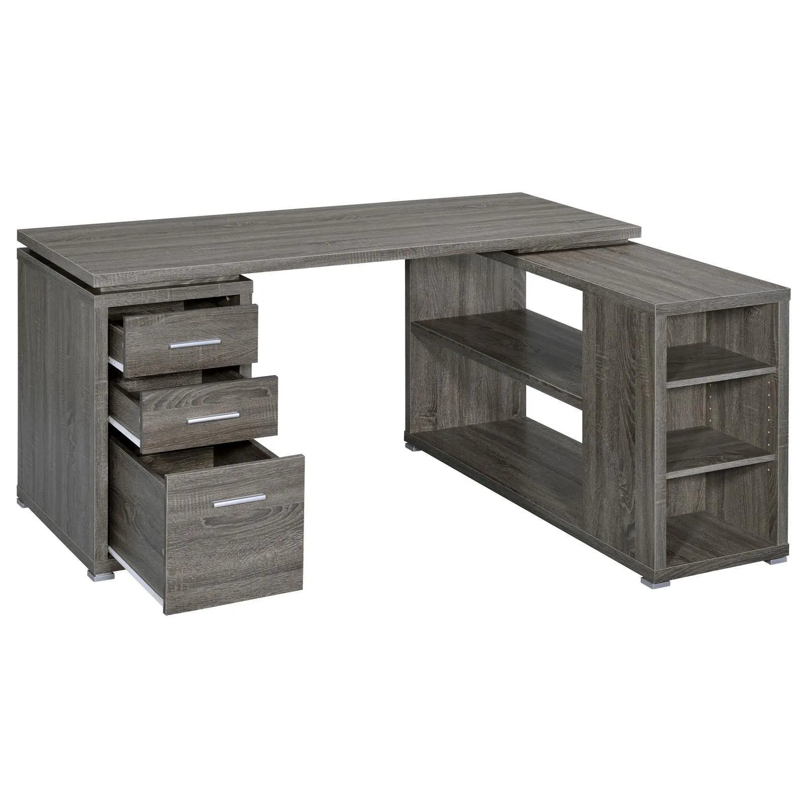 Yvette Weathered Gray L-shape Office Desk - Image 3