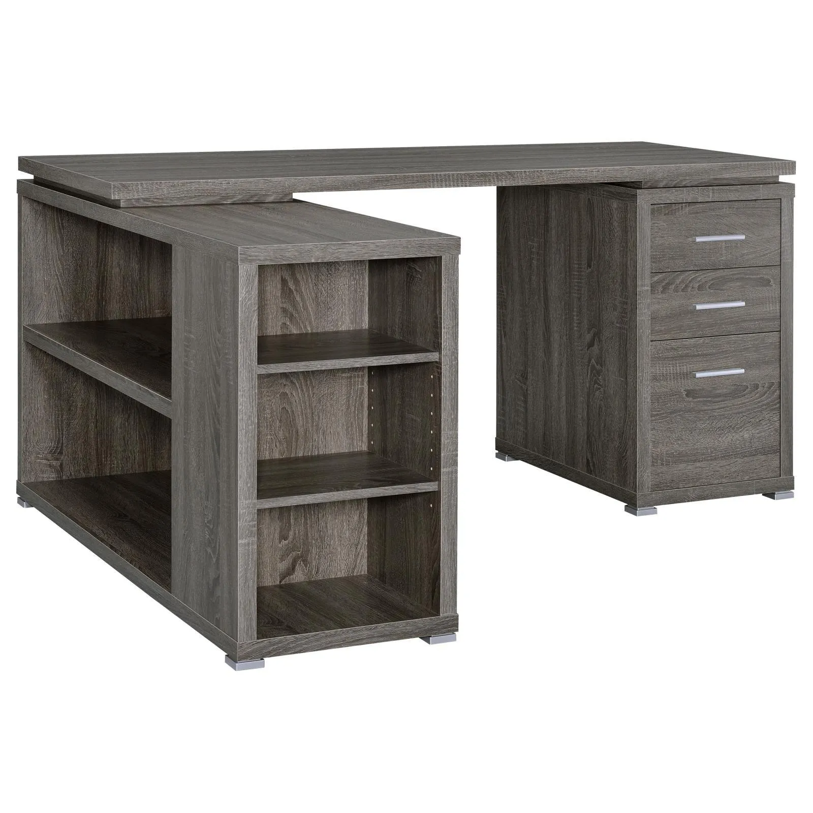 Yvette Weathered Gray L-shape Office Desk - Image 4