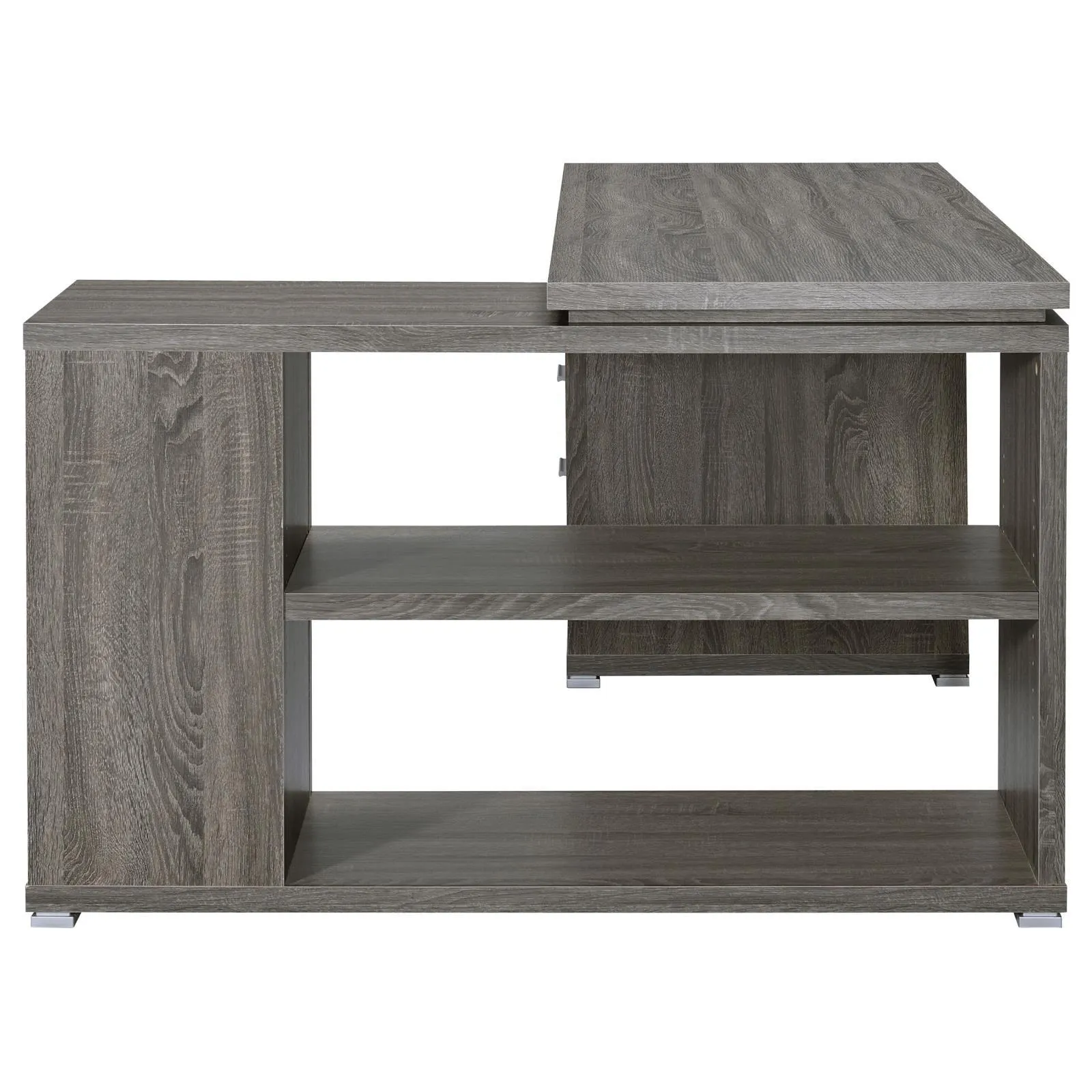Yvette Weathered Gray L-shape Office Desk - Image 6