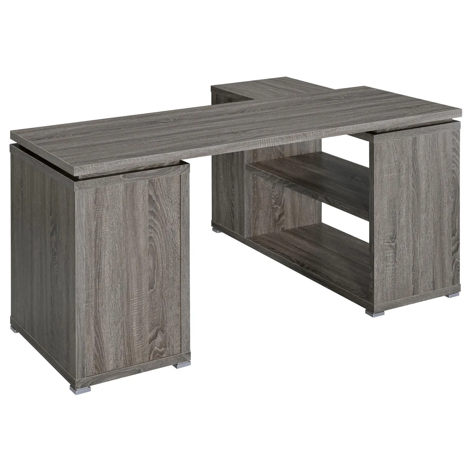 Yvette Weathered Gray L-shape Office Desk - Image 7