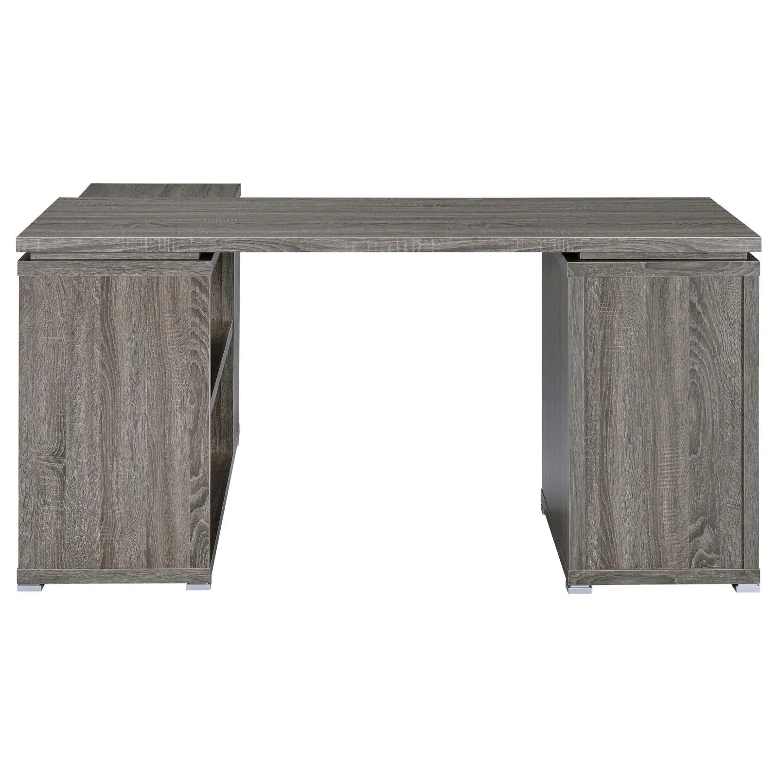 Yvette Weathered Gray L-shape Office Desk - Image 8