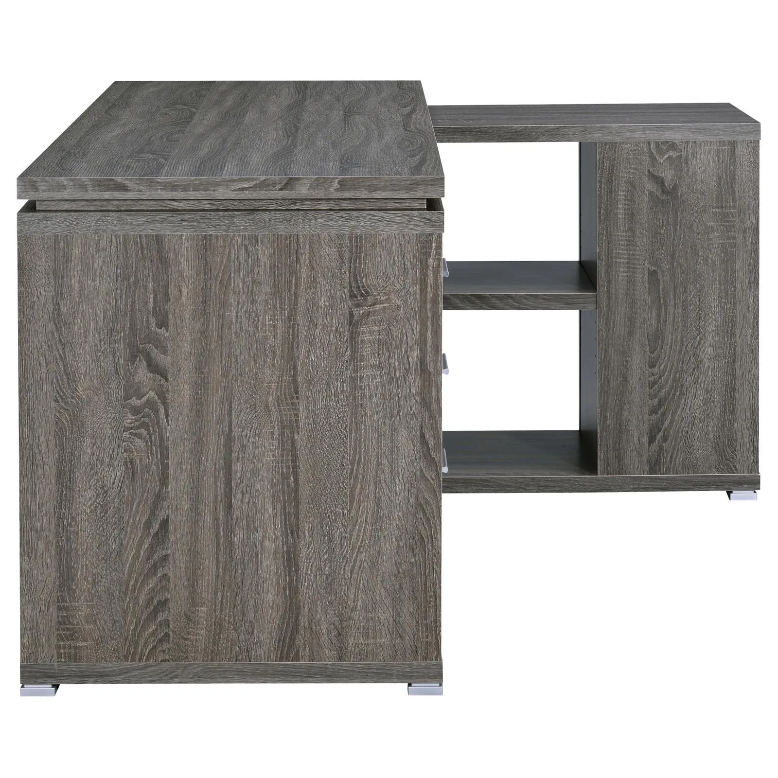 Yvette Weathered Gray L-shape Office Desk - Image 9