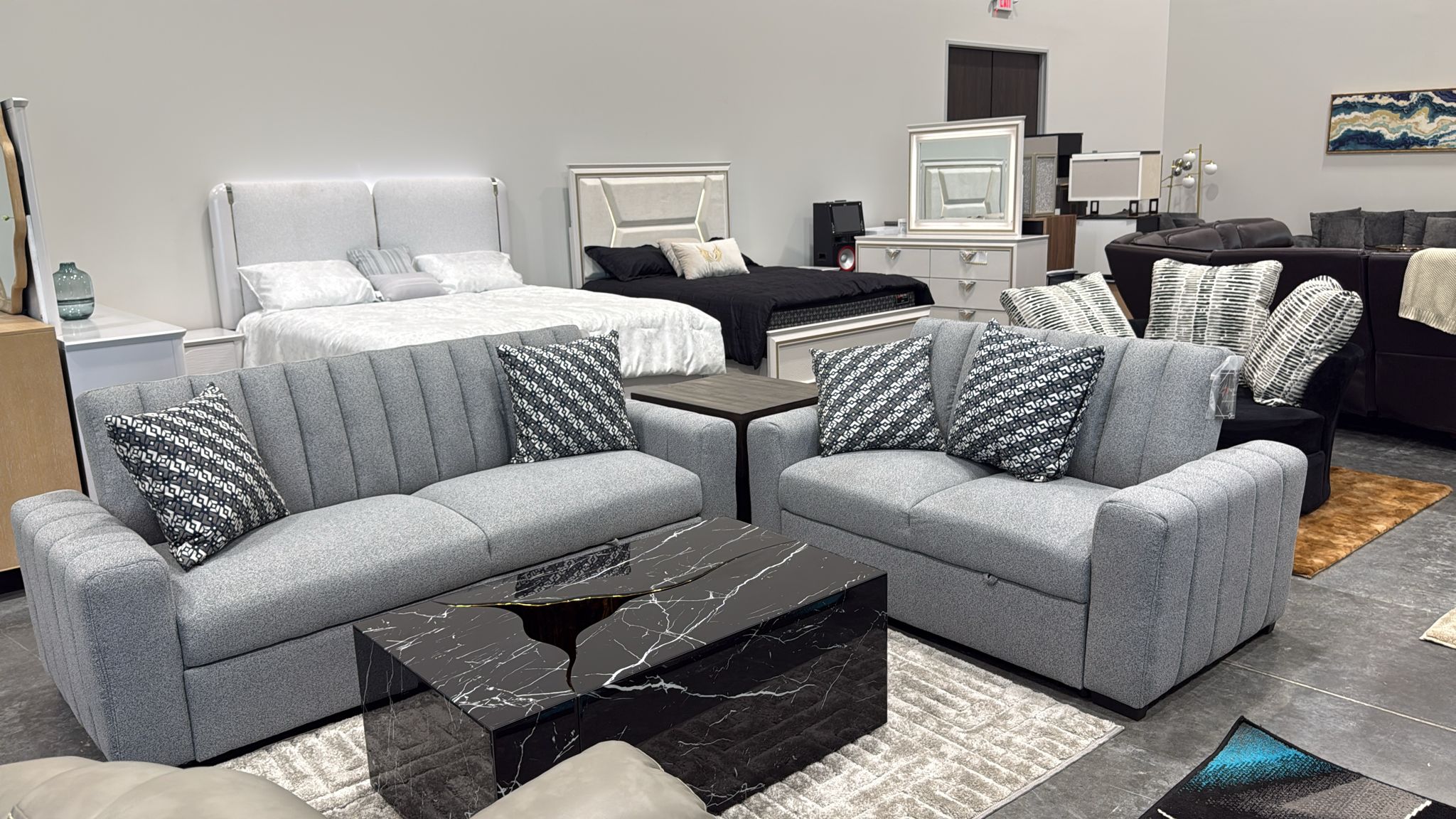 Zaira Grey Sofa & Loveseat - Image 2