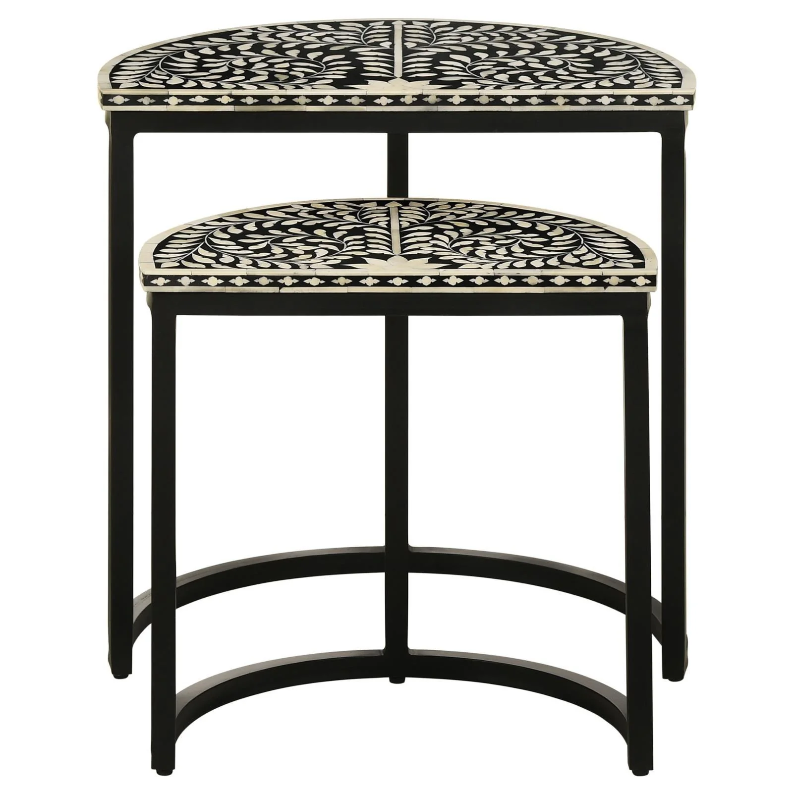 Zakiya Black and White 2-piece Demilune Nesting Table - Image 4