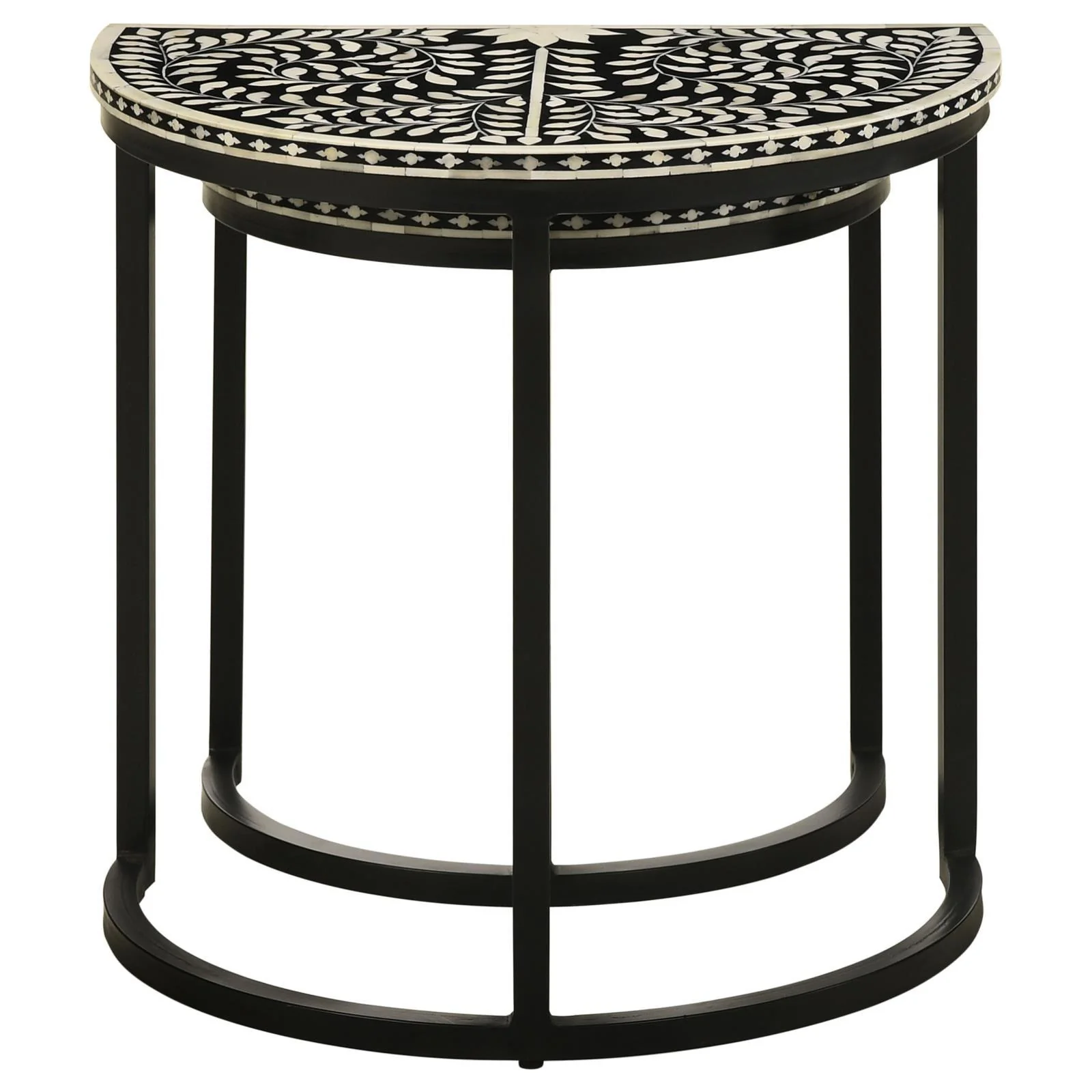 Zakiya Black and White 2-piece Demilune Nesting Table - Image 6