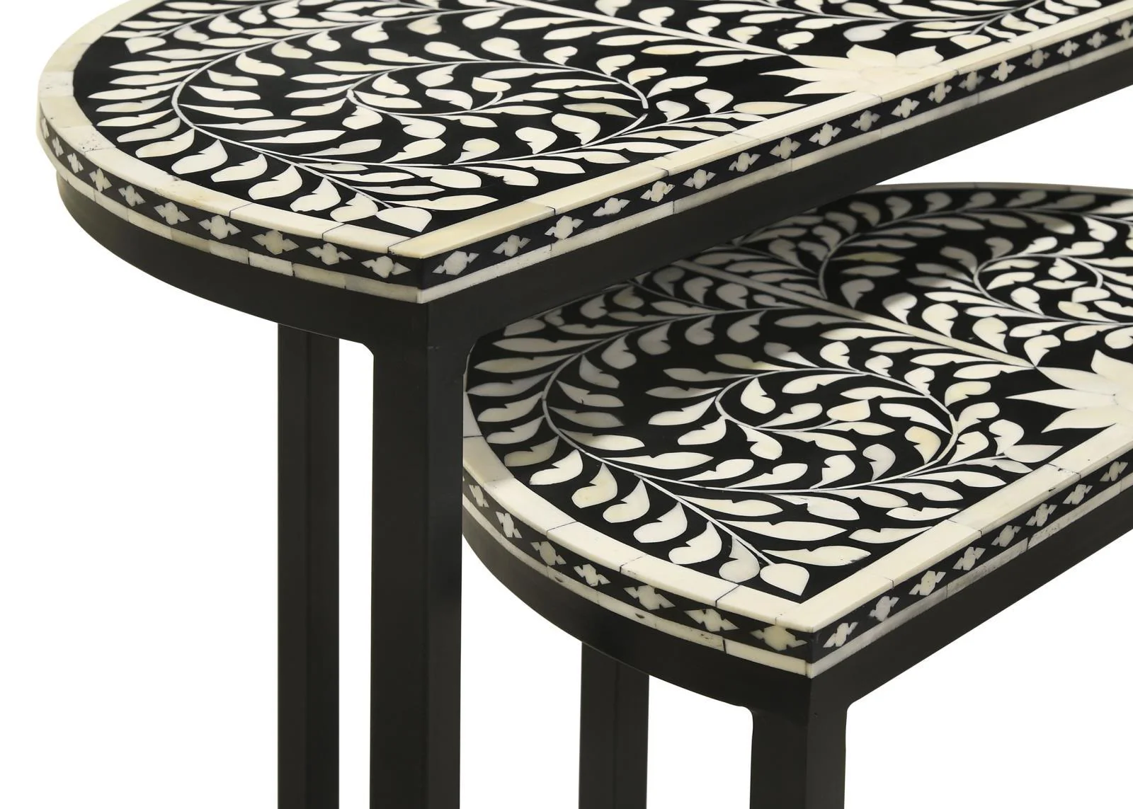 Zakiya Black and White 2-piece Demilune Nesting Table - Image 8