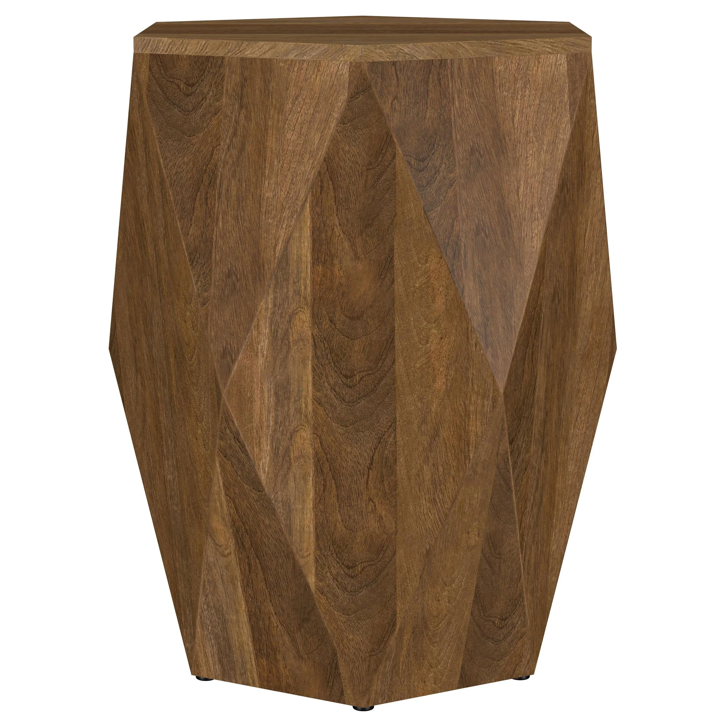Zalika Natural Hexagonal Solid Mango Wood End Table - Image 3