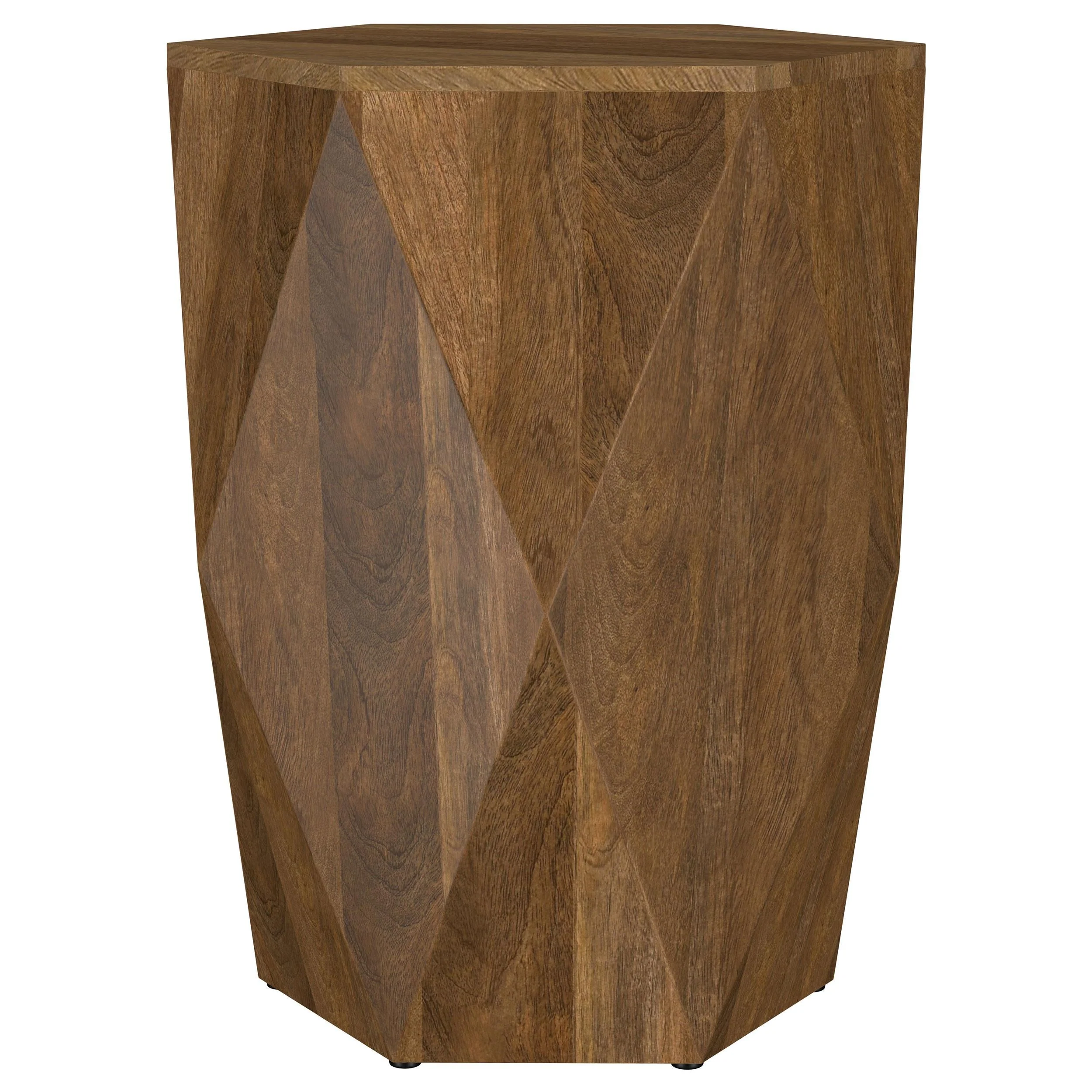 Zalika Natural Hexagonal Solid Mango Wood End Table - Image 4