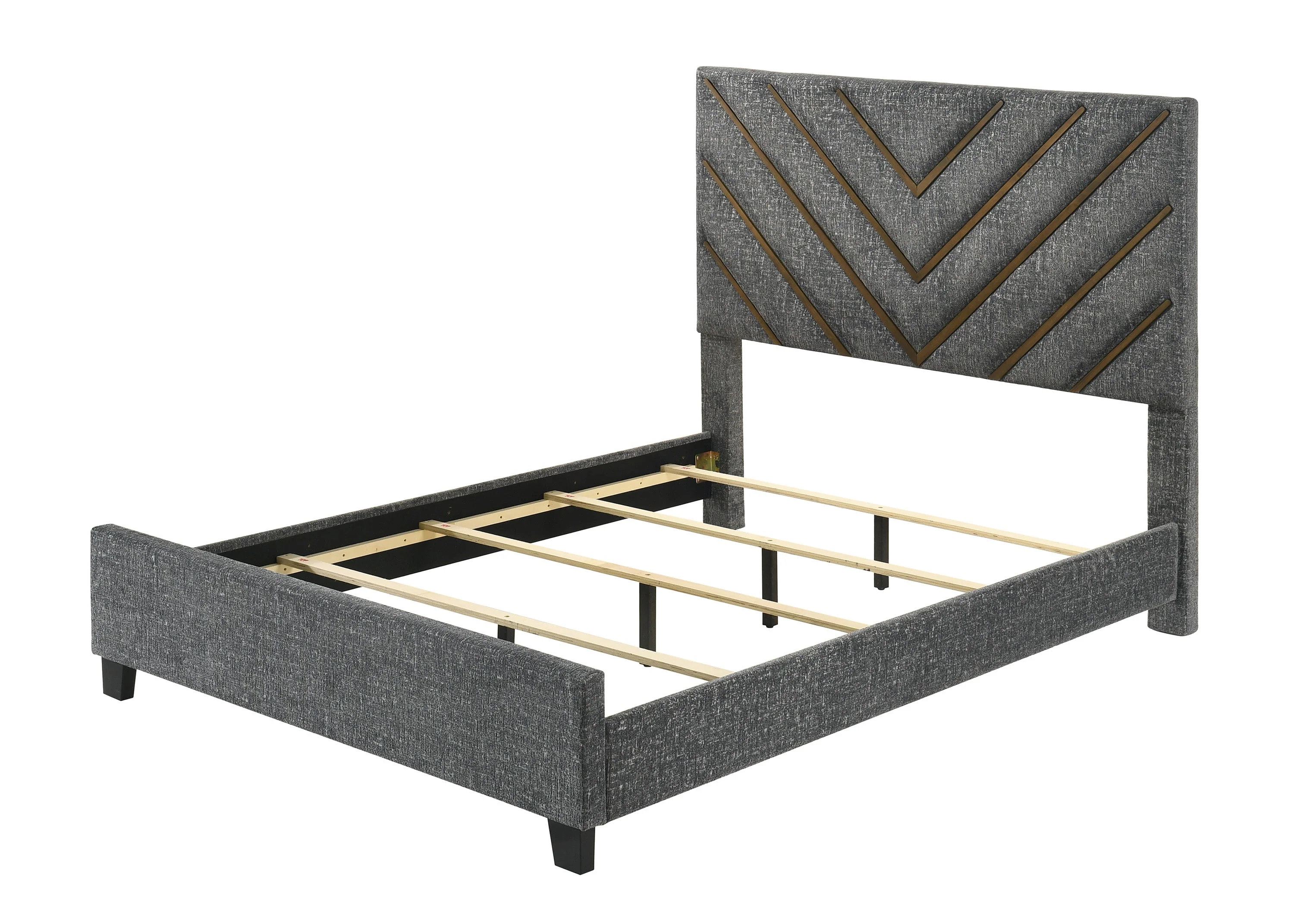 Zane Brown & Gray Upholstered Queen Bed - Image 2
