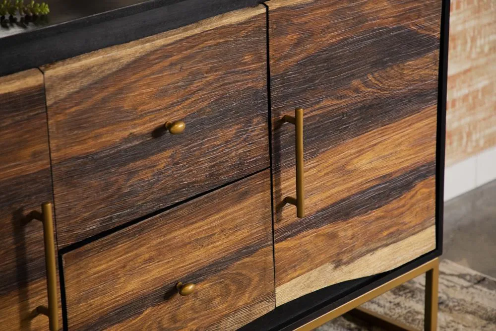 Zara Black Walnut/Gold 2-Door Accent Cabinet - Image 7