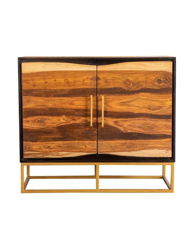 Zara Black Walnut/Gold 2-Drawer Accent Cabinet - Image 3