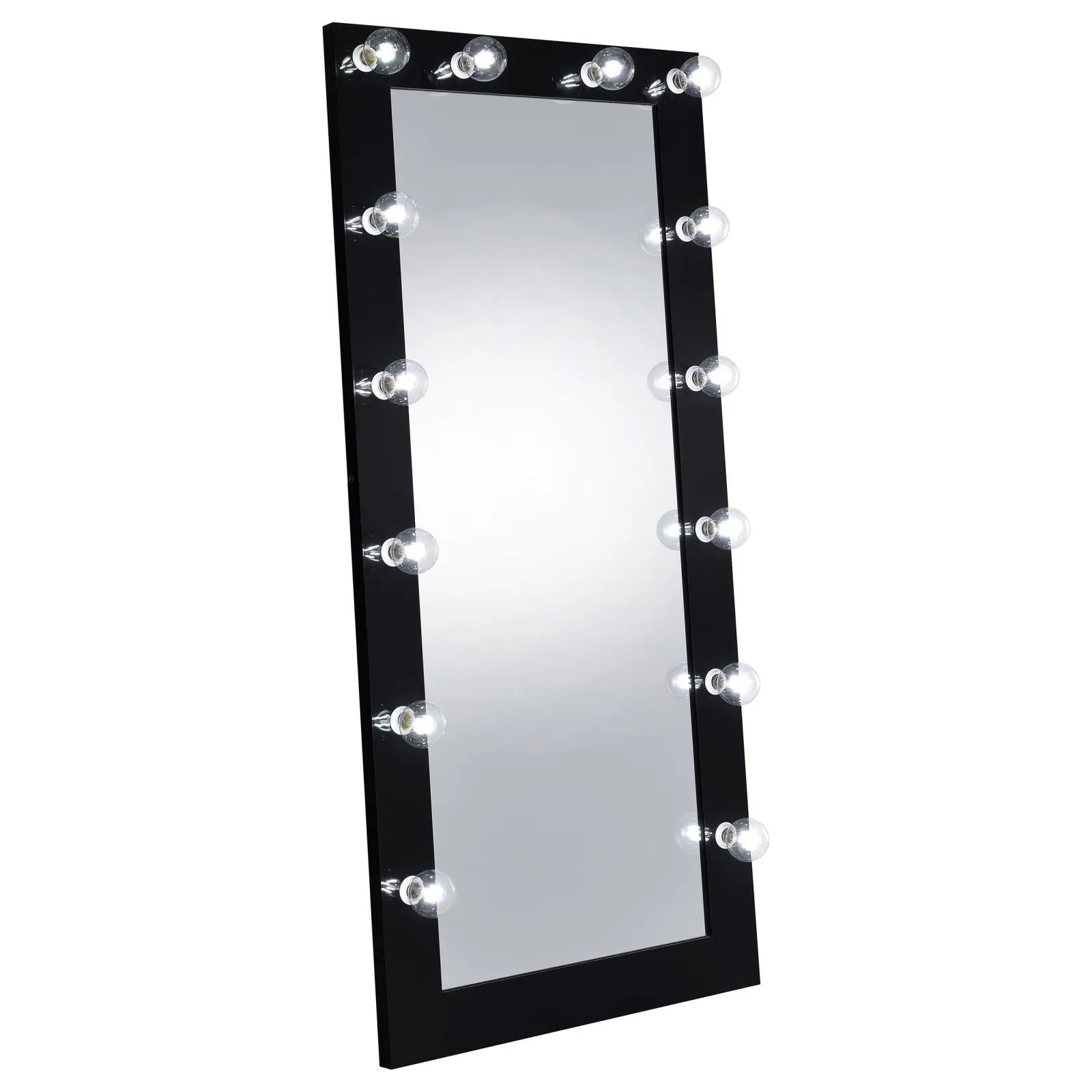 Zayan Black High Gloss Full Length Floor Mirror With Lighting - Image 2