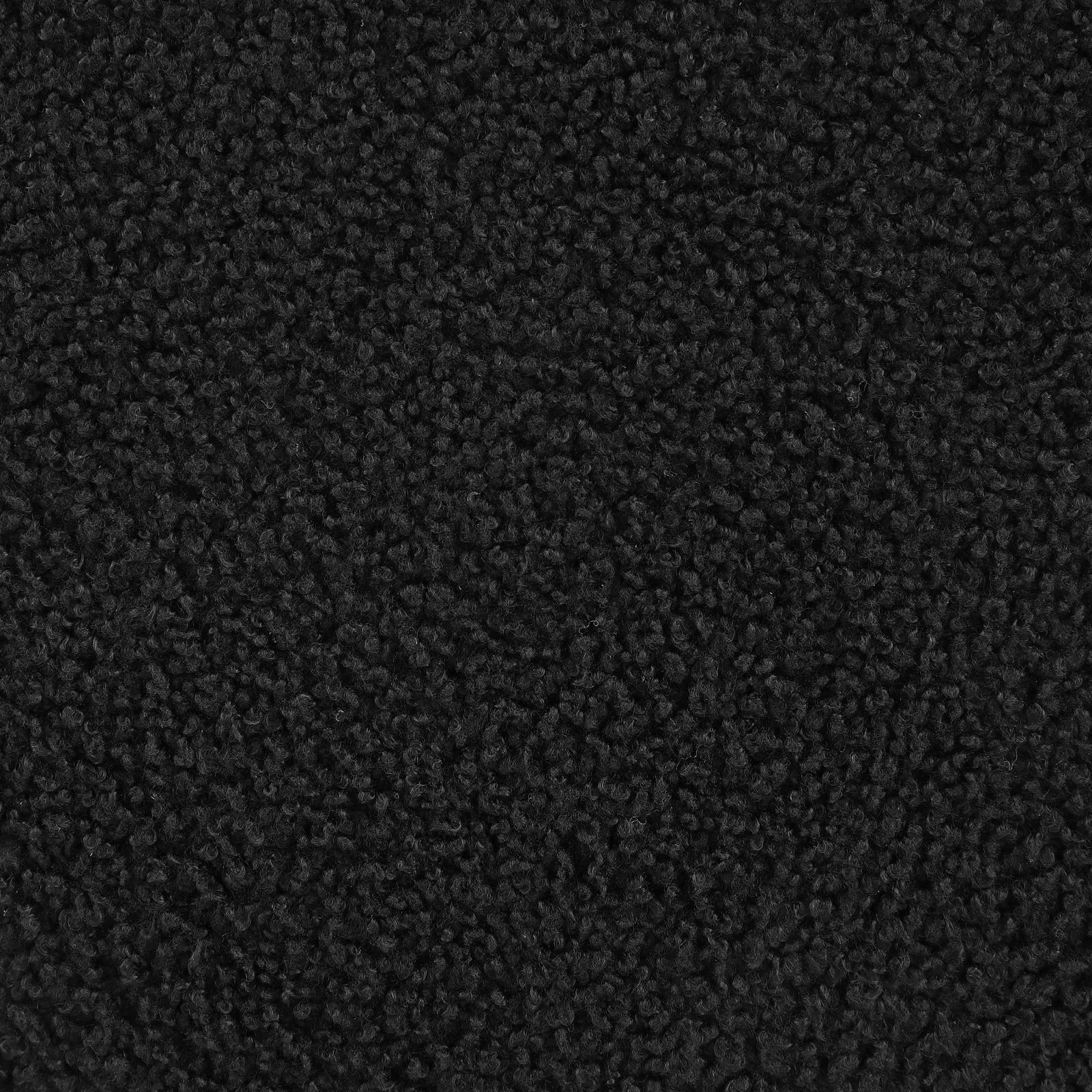 Zena Black Faux Sheepskin Upholstered Round Ottoman - Image 2