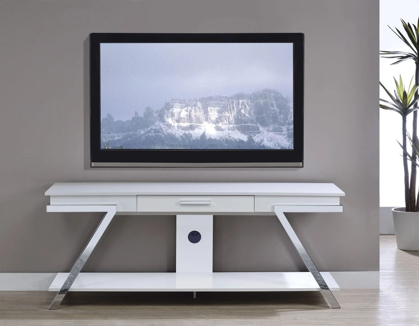 Zena White TV Stand with Drawer - Image 3