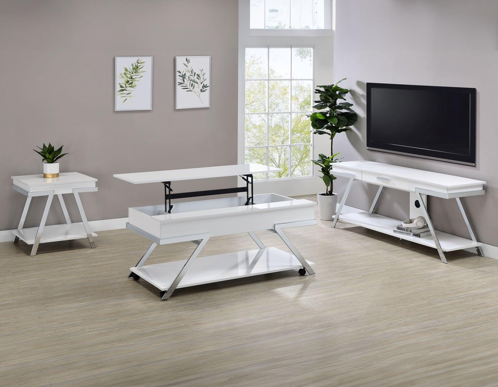 Zena White TV Stand with Drawer - Image 8