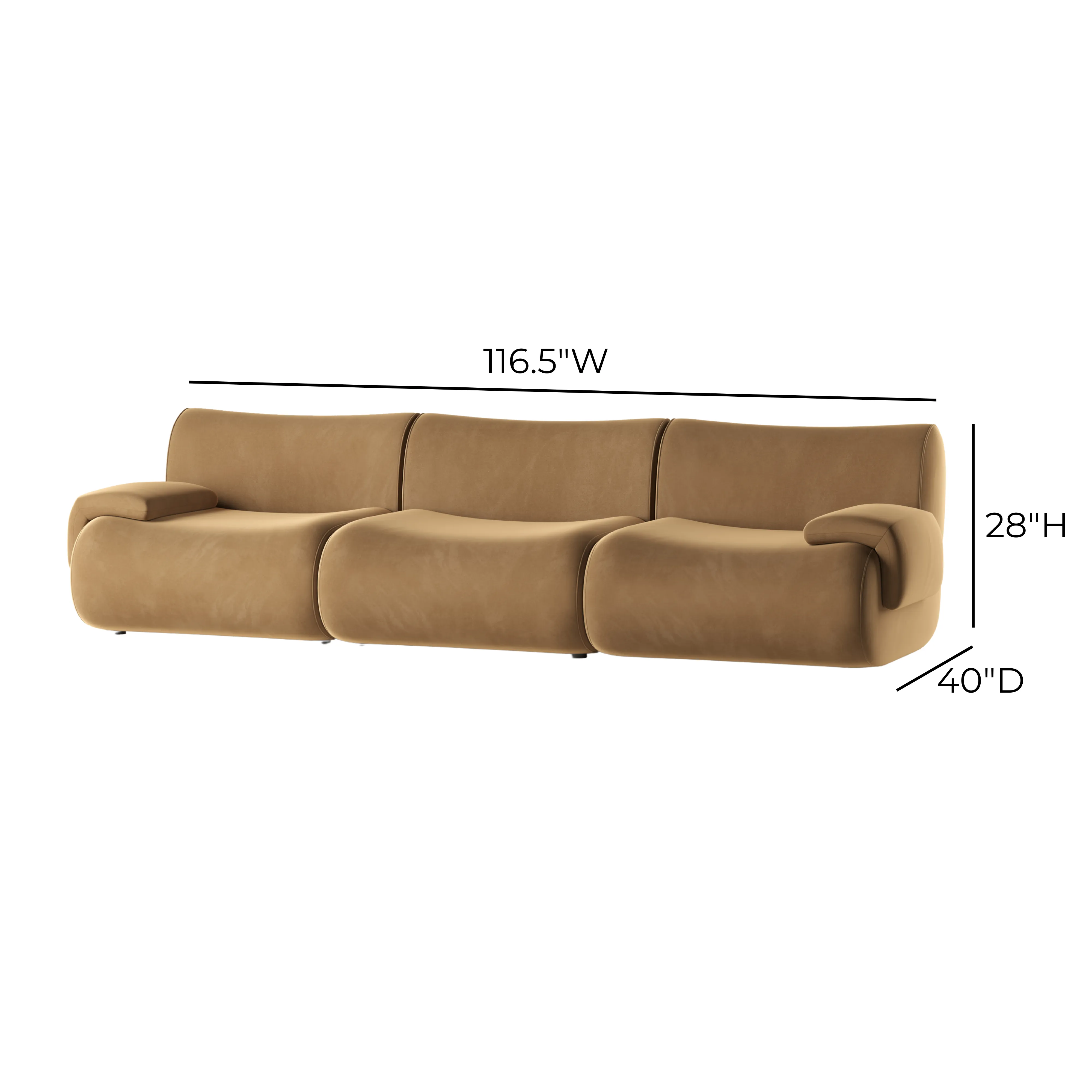 Zenith 116.5" Latte Brown Performance Velvet Modular Sofa - Image 5
