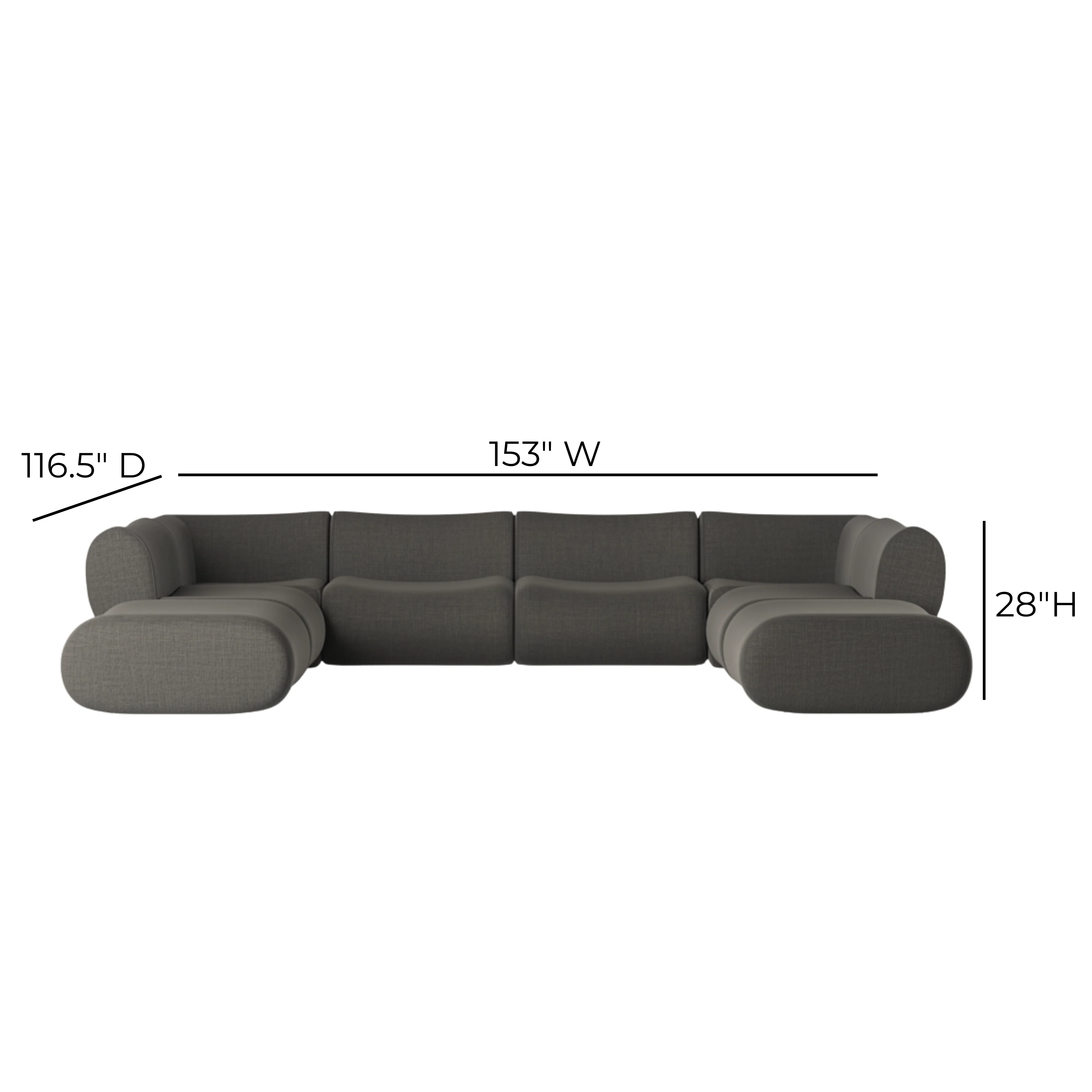 Zenith 8-Piece Contract-Grade Upcycled Fabric Modular U-Sectional - Image 15