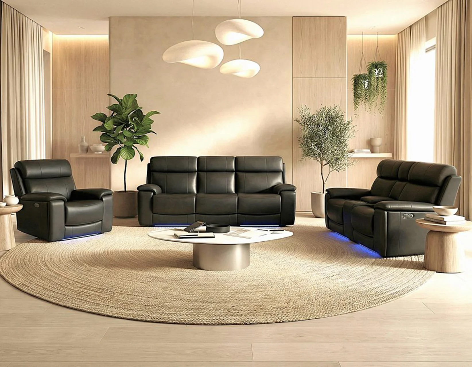 Zenith Black Home Theater With Built-In Speakers Power Reclining Living Room Set