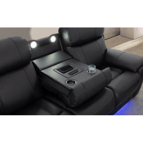 Zenith Black Power Immersive Audio Sofa with Built-In Speakers, Lighting and Vibration. - Image 6