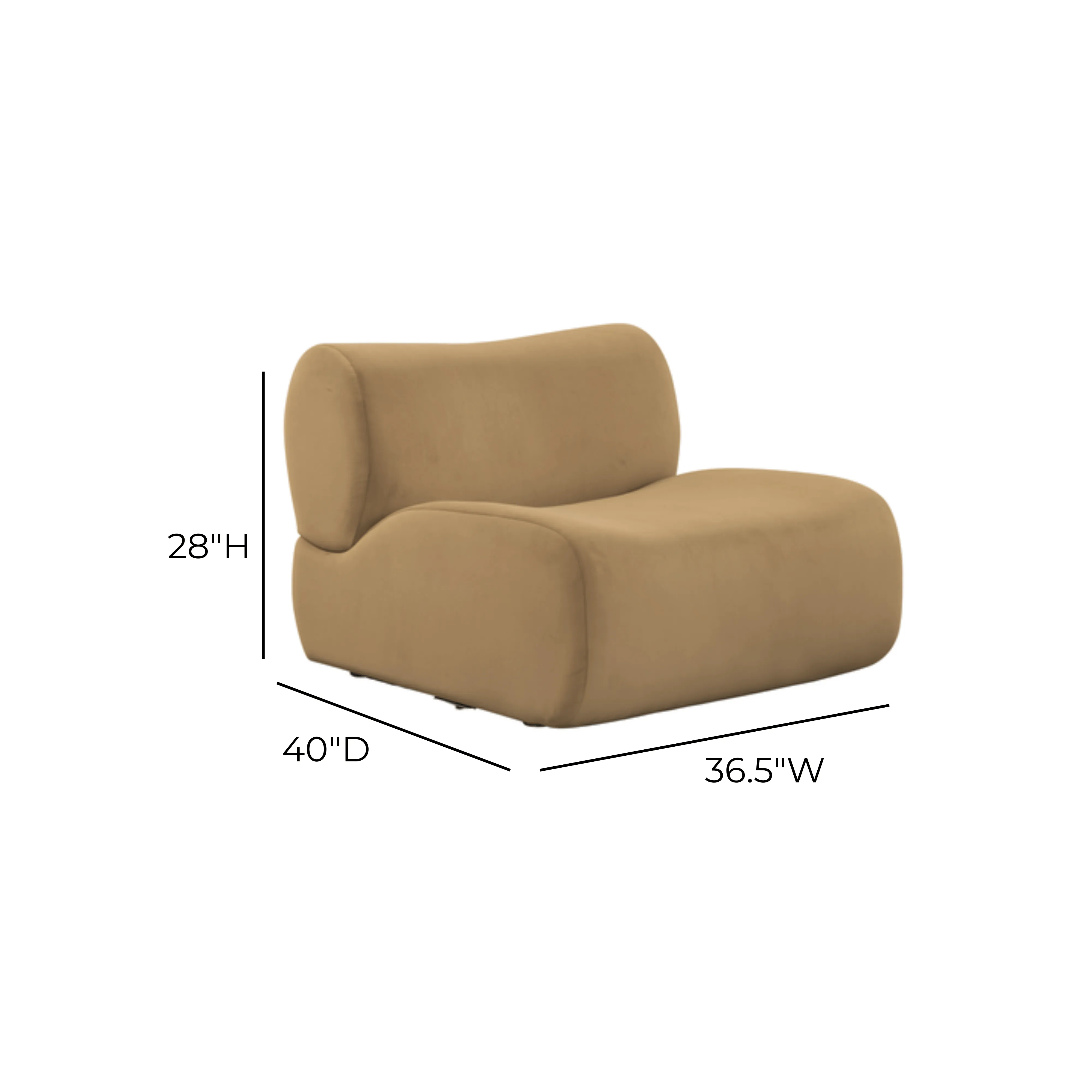 Zenith Latte Brown Performance Velvet Armless Chair - Image 6