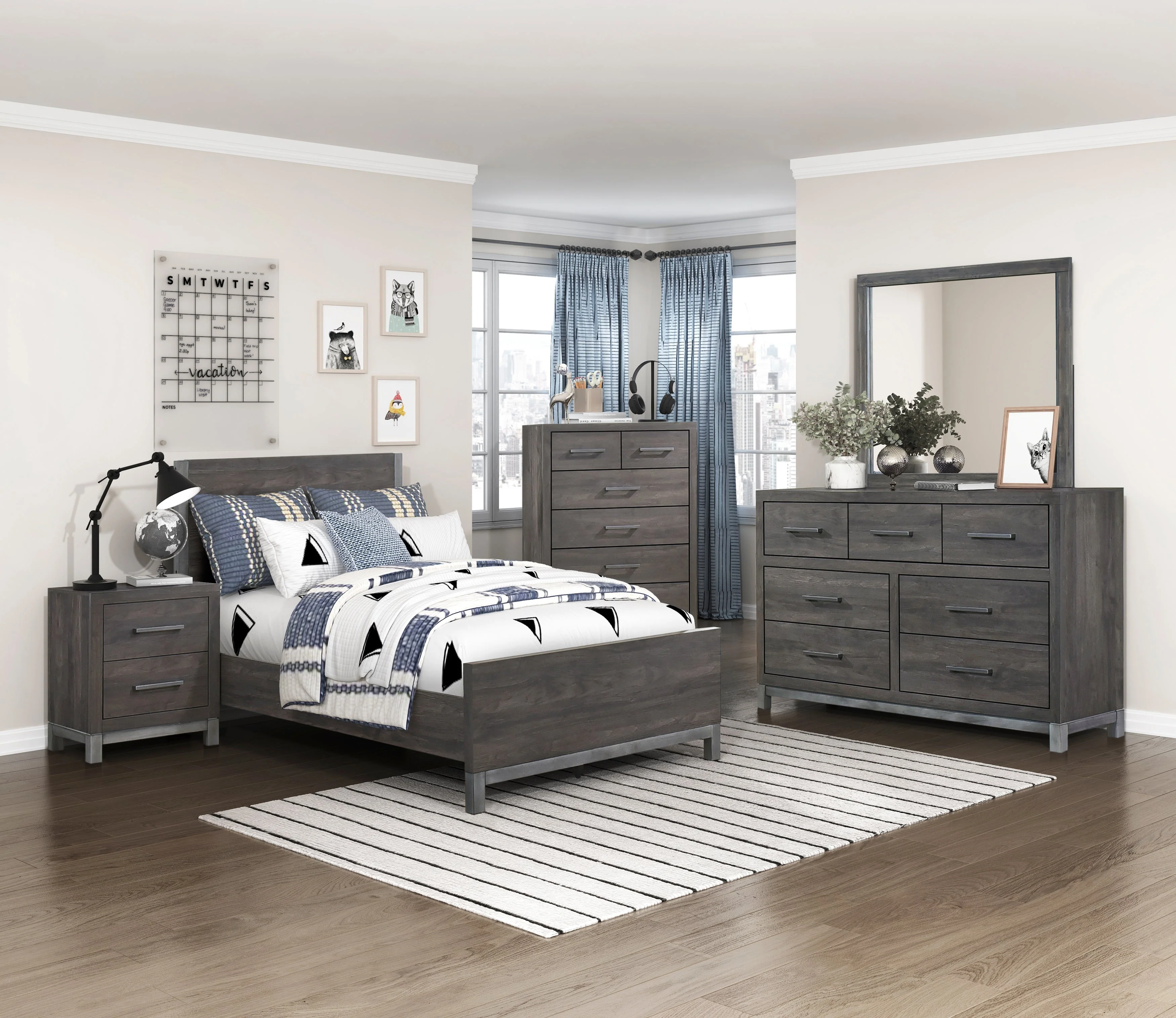 Zephyr Brownish Gray Panel Youth Bedroom Set