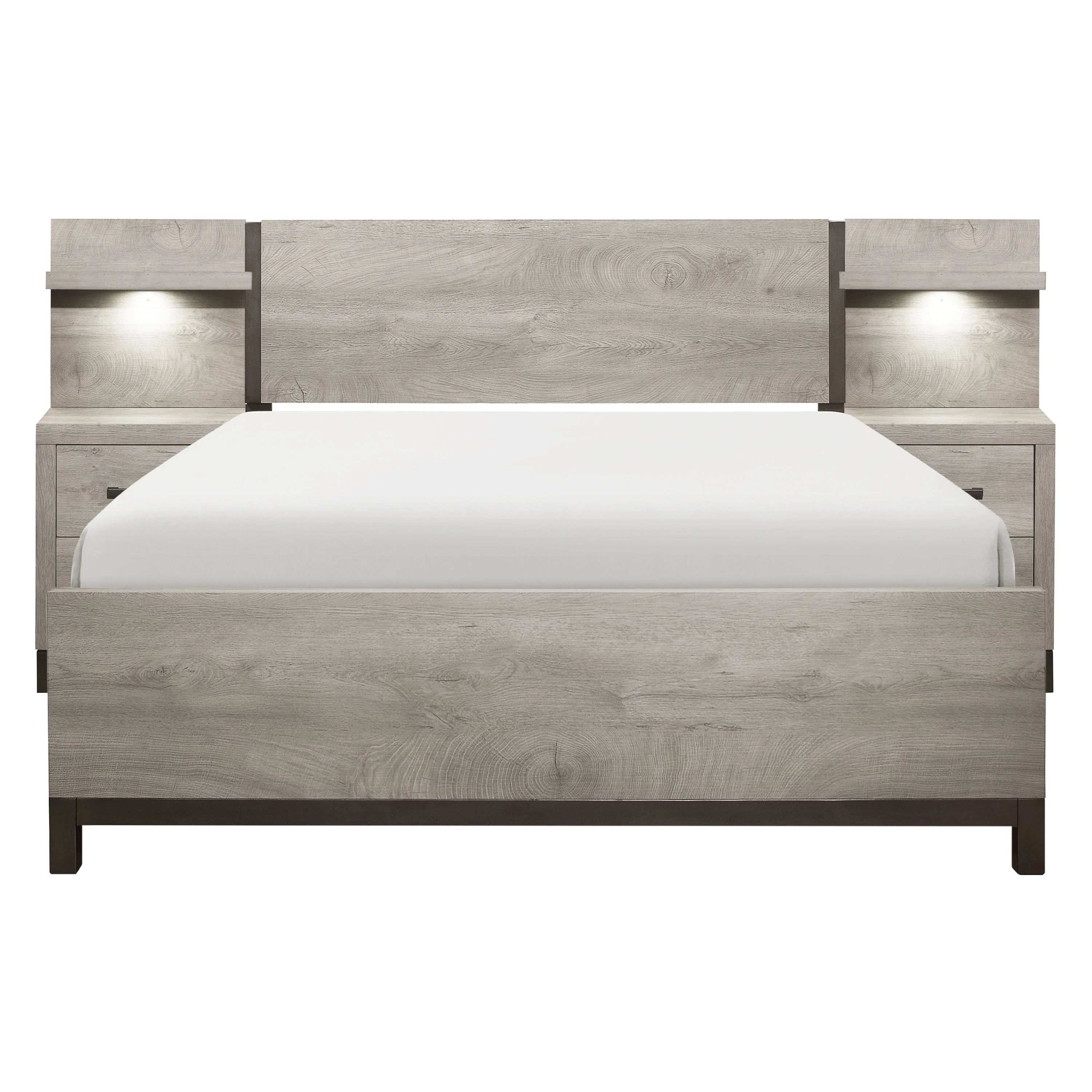Zephyr Light Gray California King Bed with 2 Nightstands