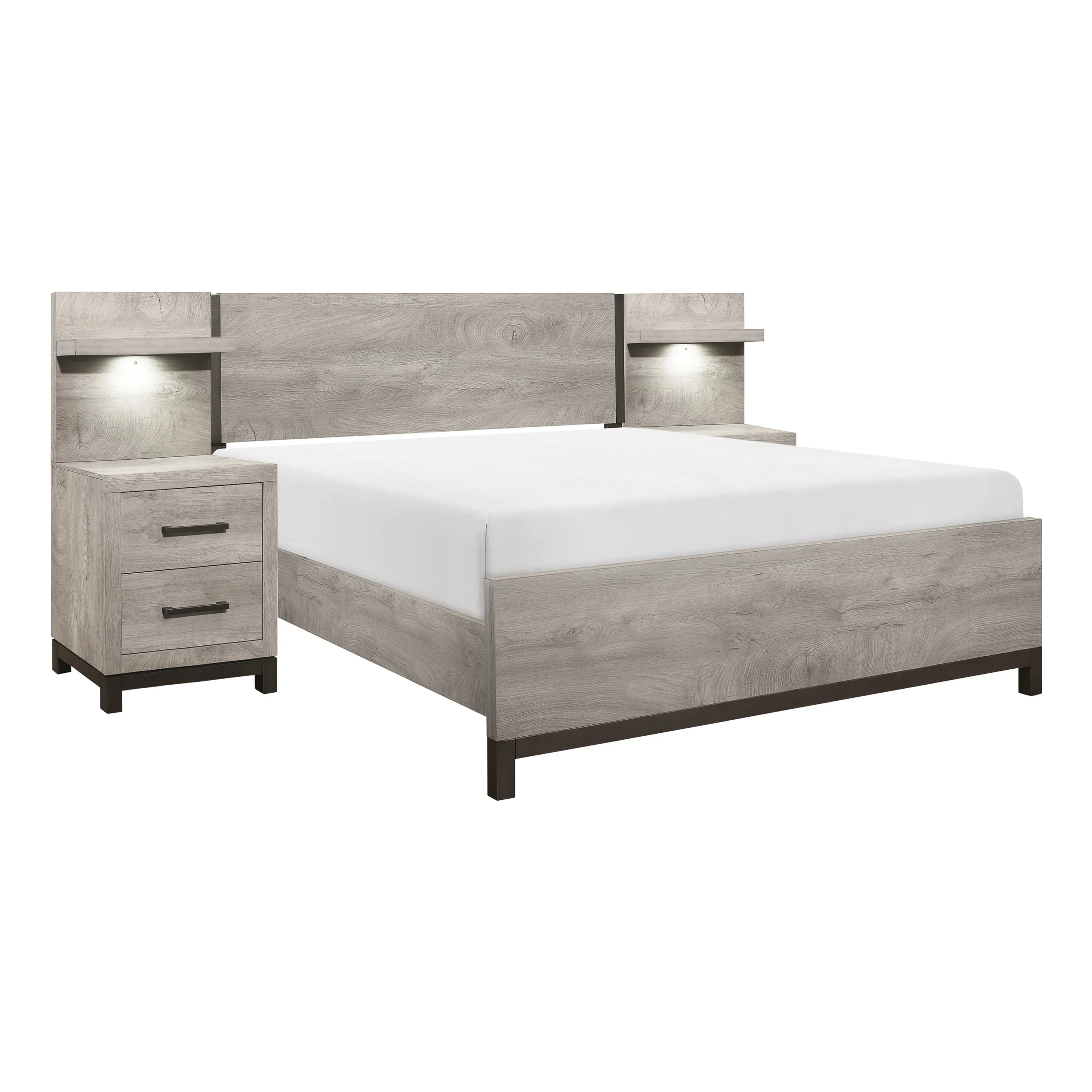 Zephyr Light Gray California King Bed with 2 Nightstands - Image 2