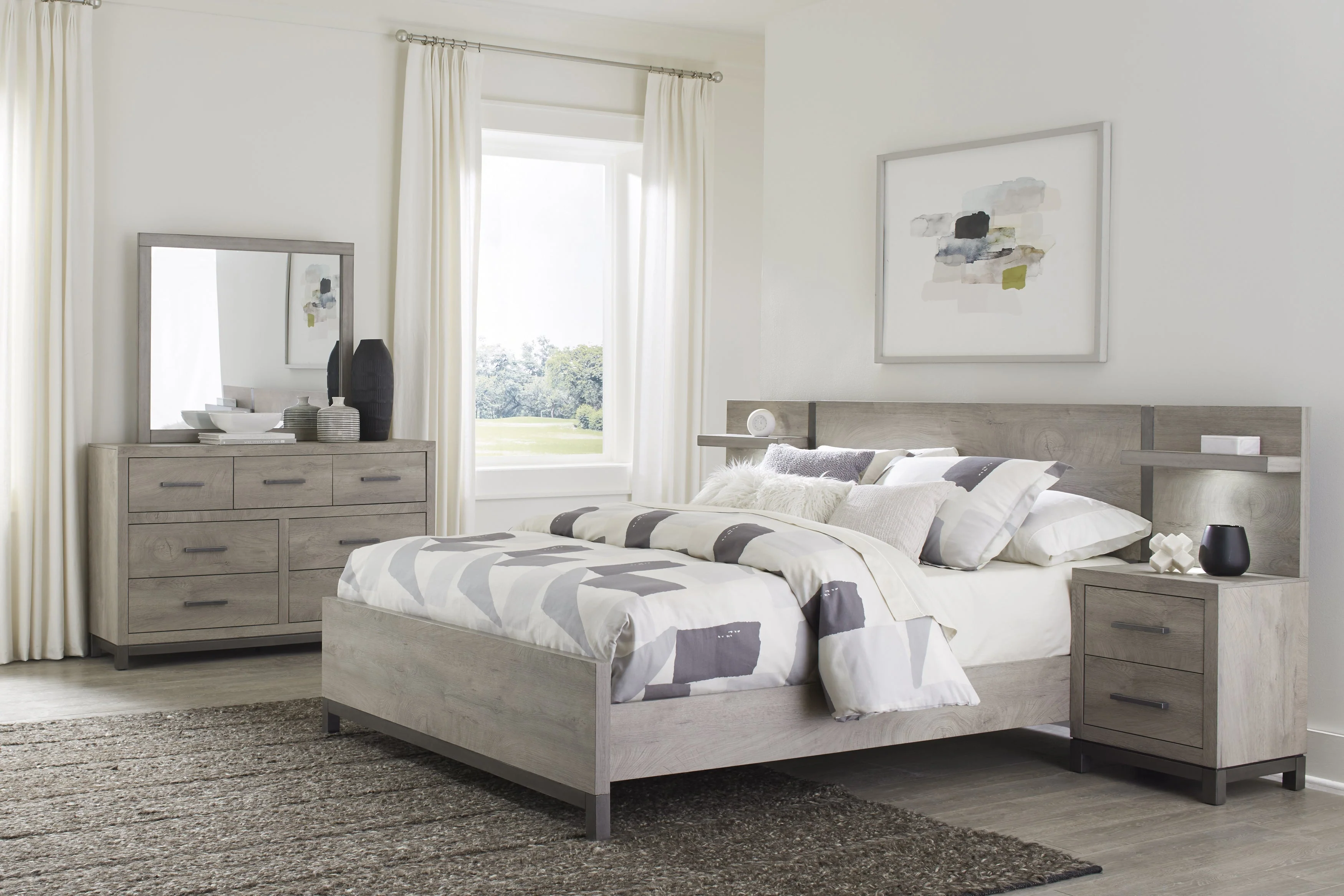 Zephyr Light Gray California King Bed with 2 Nightstands - Image 3