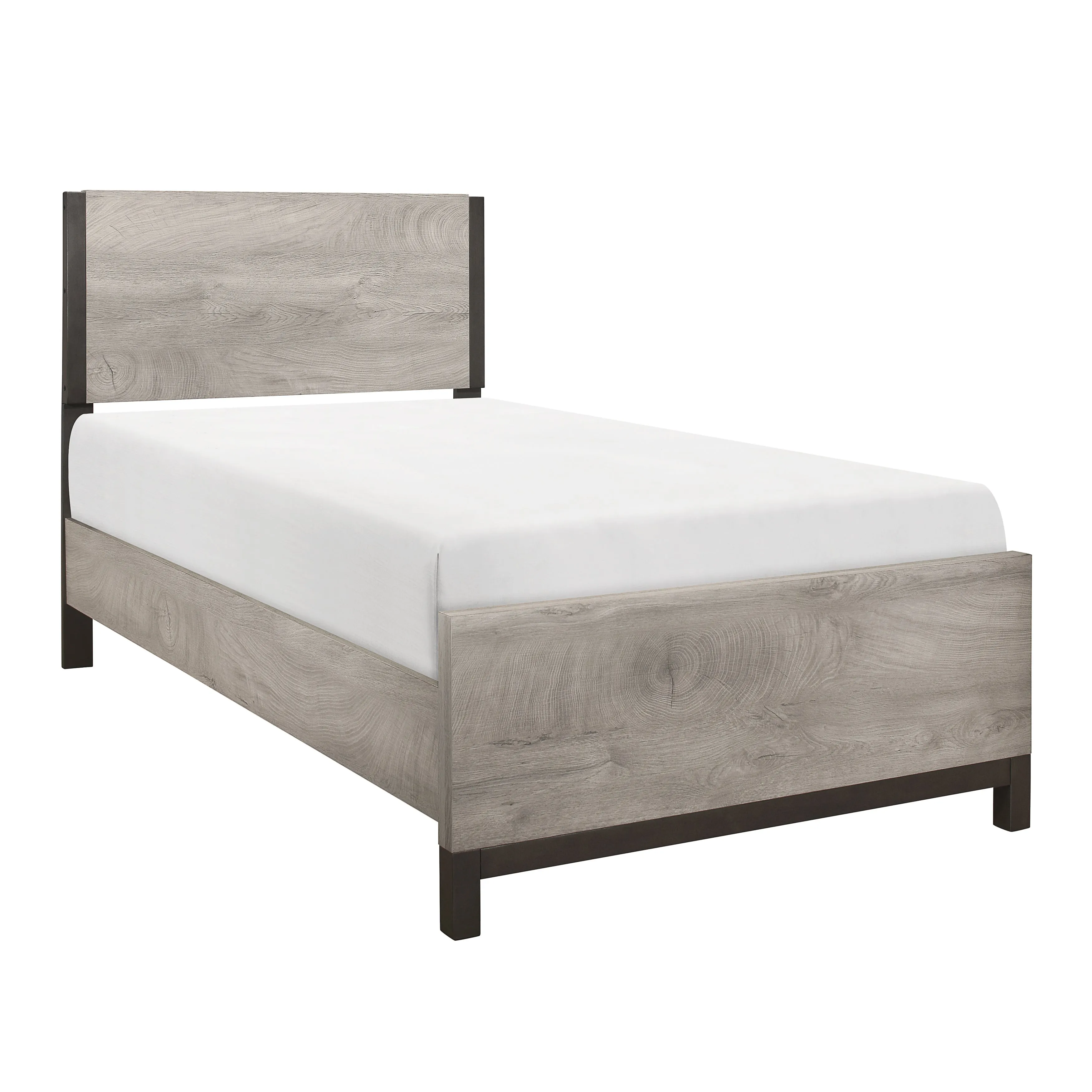Zephyr Light Gray Twin Panel Bed