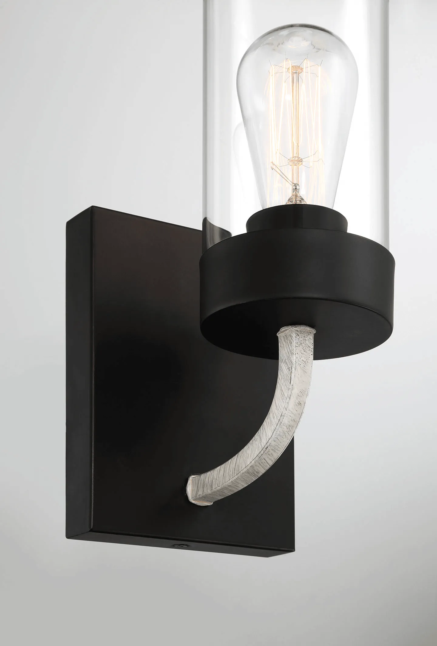 Zephyr Single Light Sconce With Clear Glass Metal Black Finish - Image 2