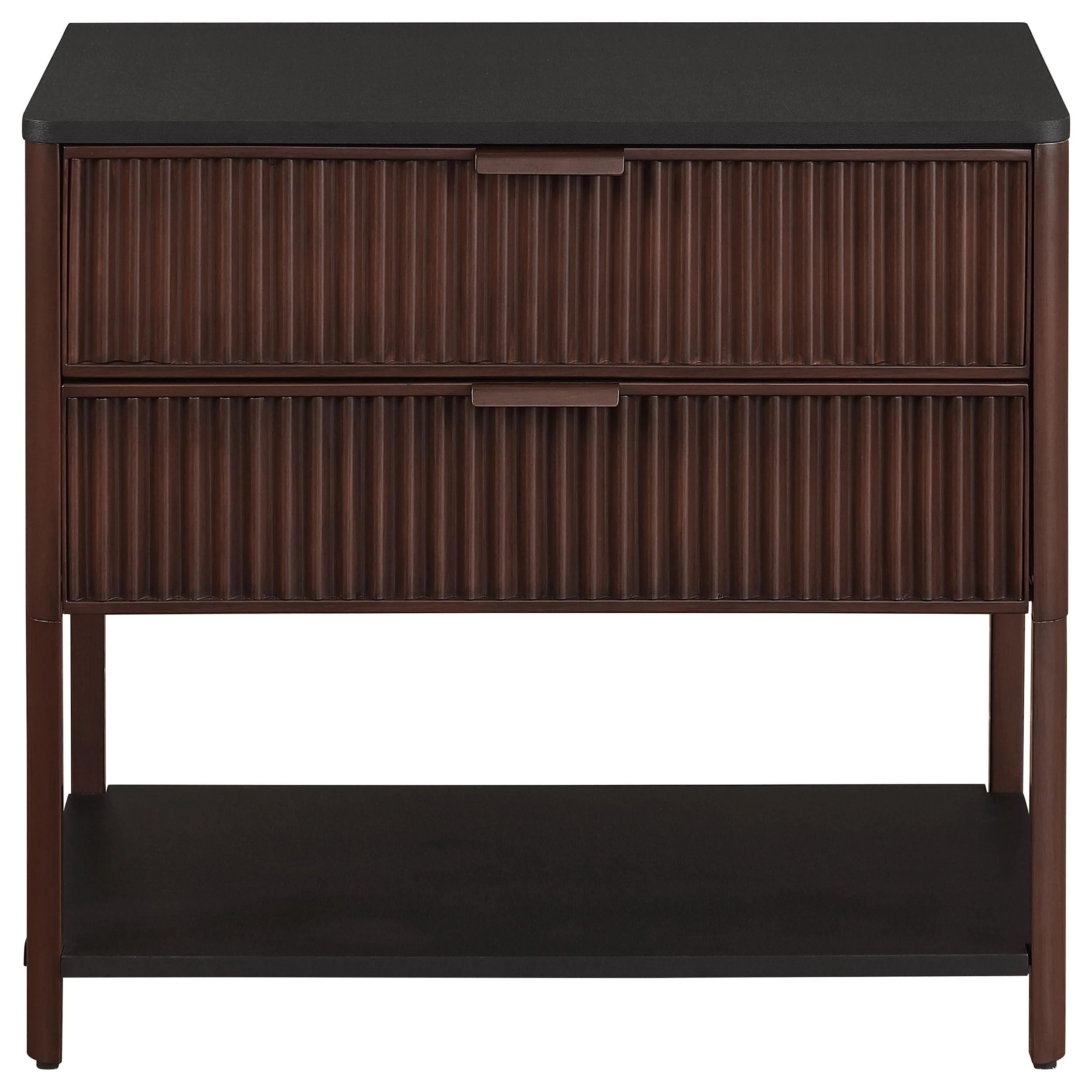 Zimmerlee Rust Brown 2-Drawer Side Table with Shelf - Image 3