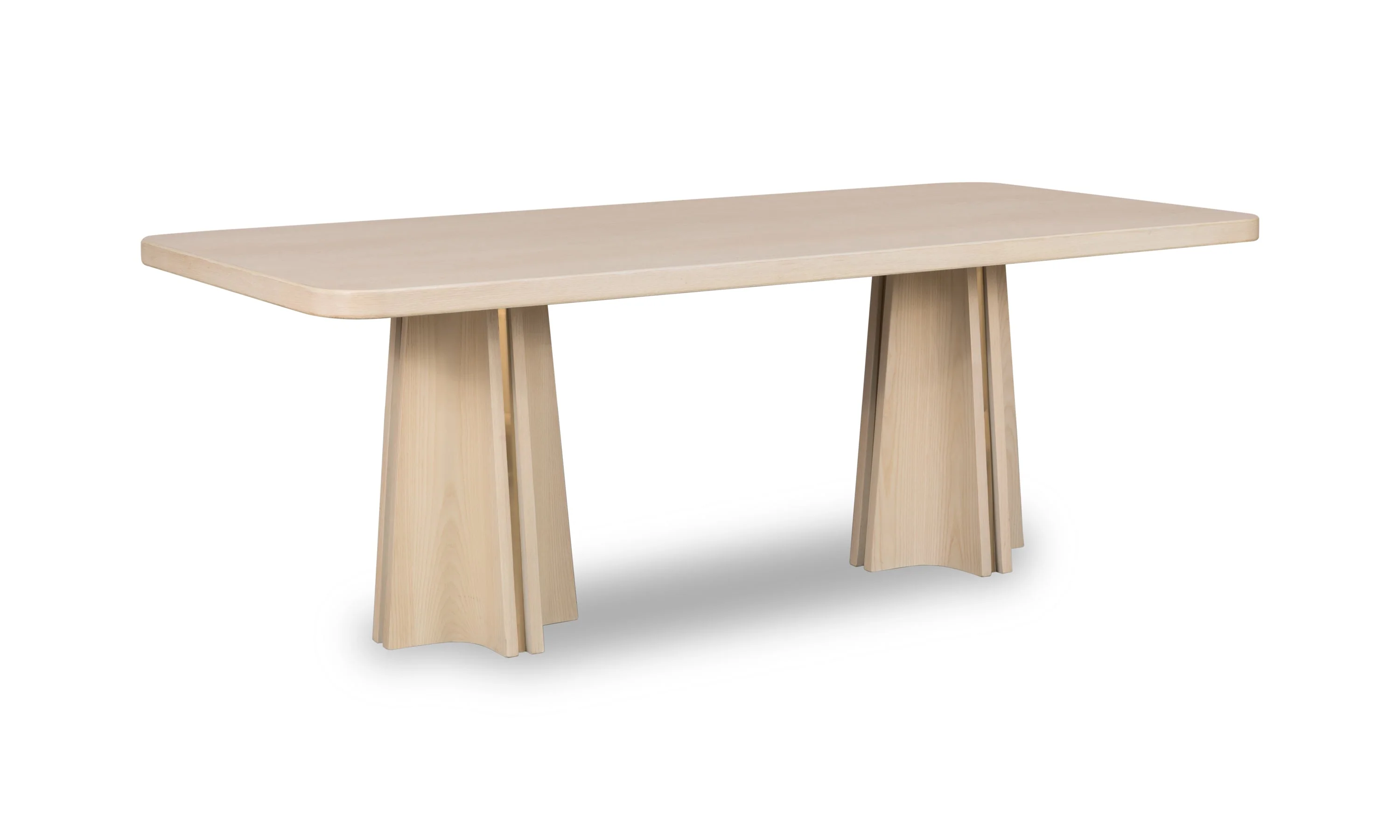 Zinnia Ash Wood Double Pedestal Dining Table in White Sand - Image 4