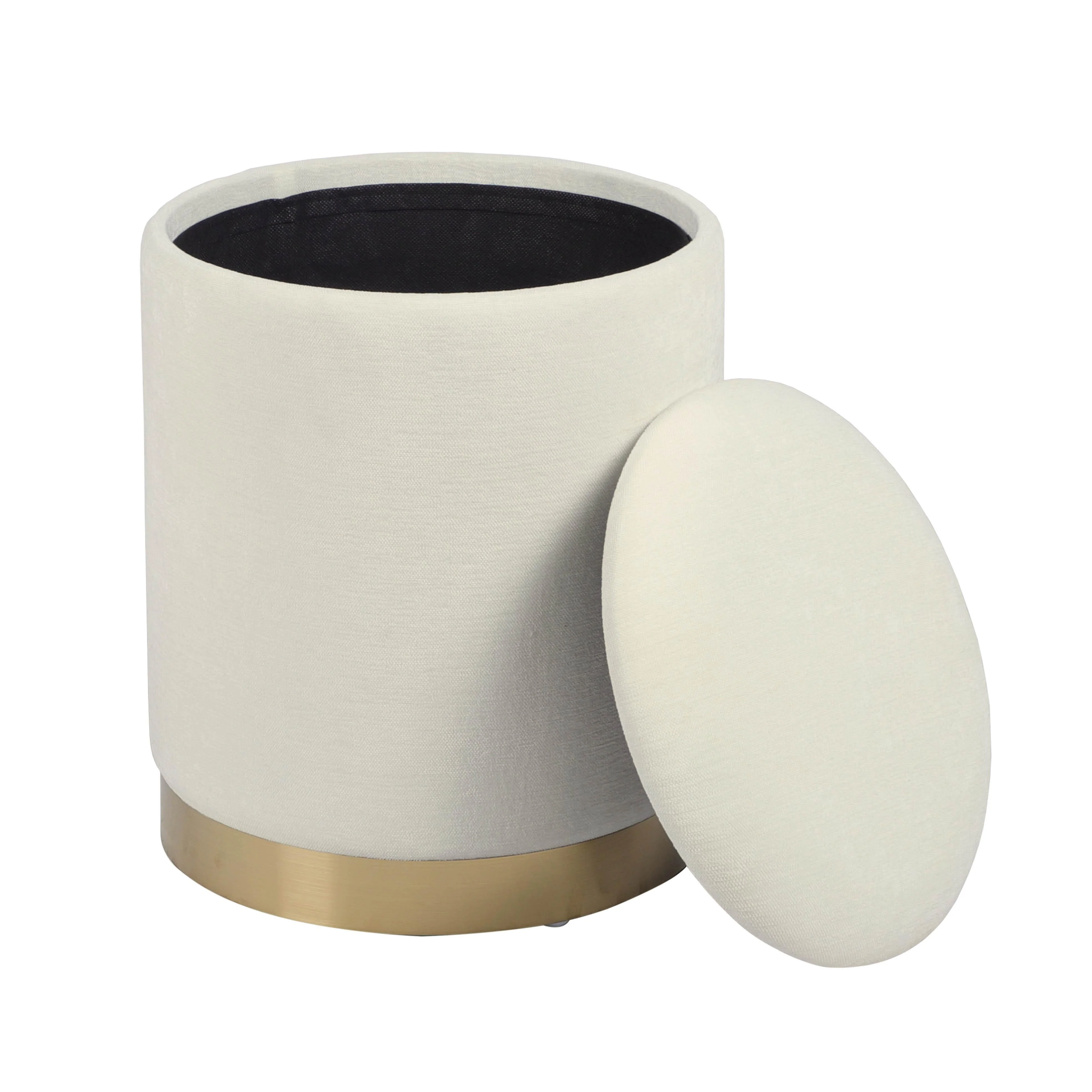 Zoe Cream Chenille Storage Ottoman - Image 3