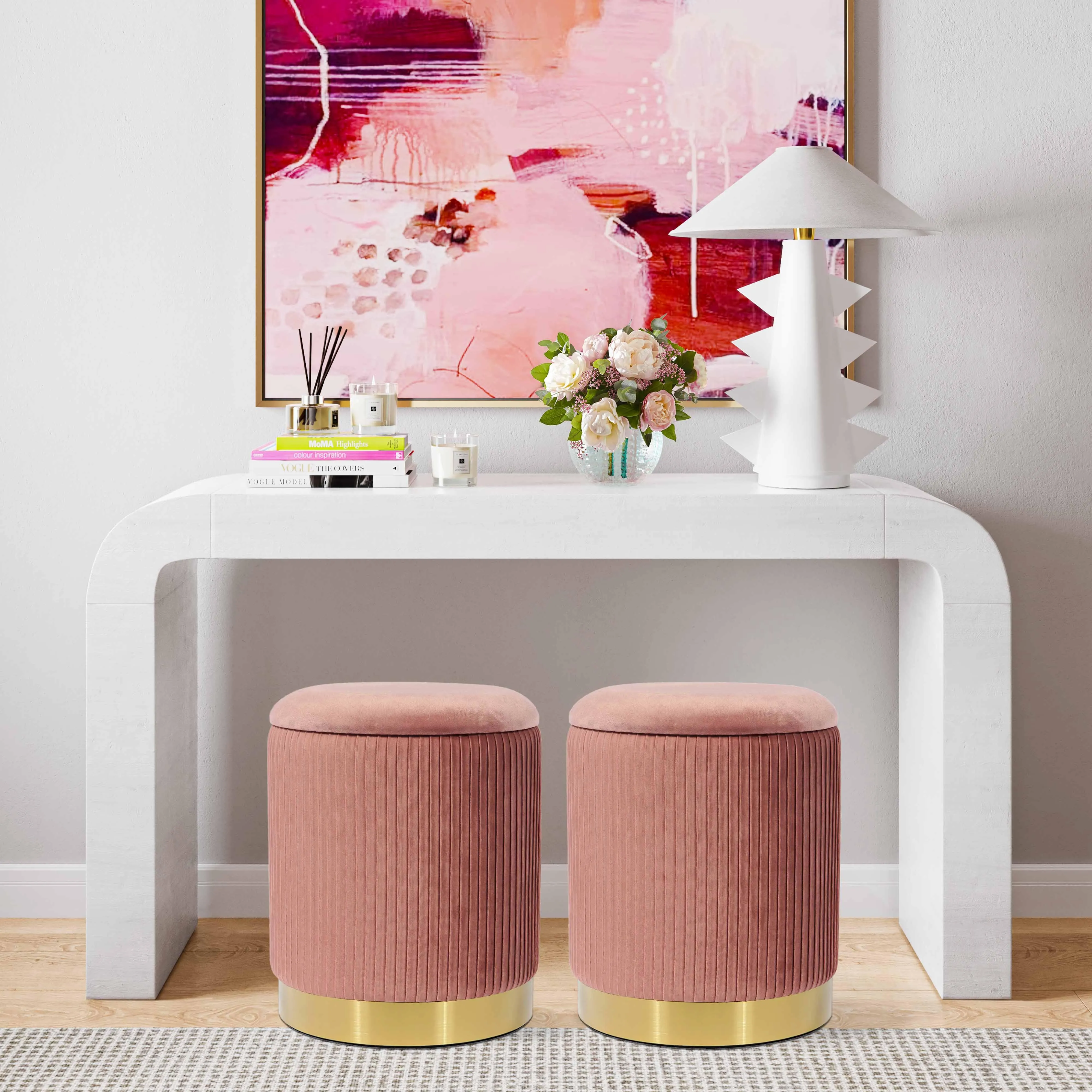 Zoe Velvet Storage Ottoman - Image 2