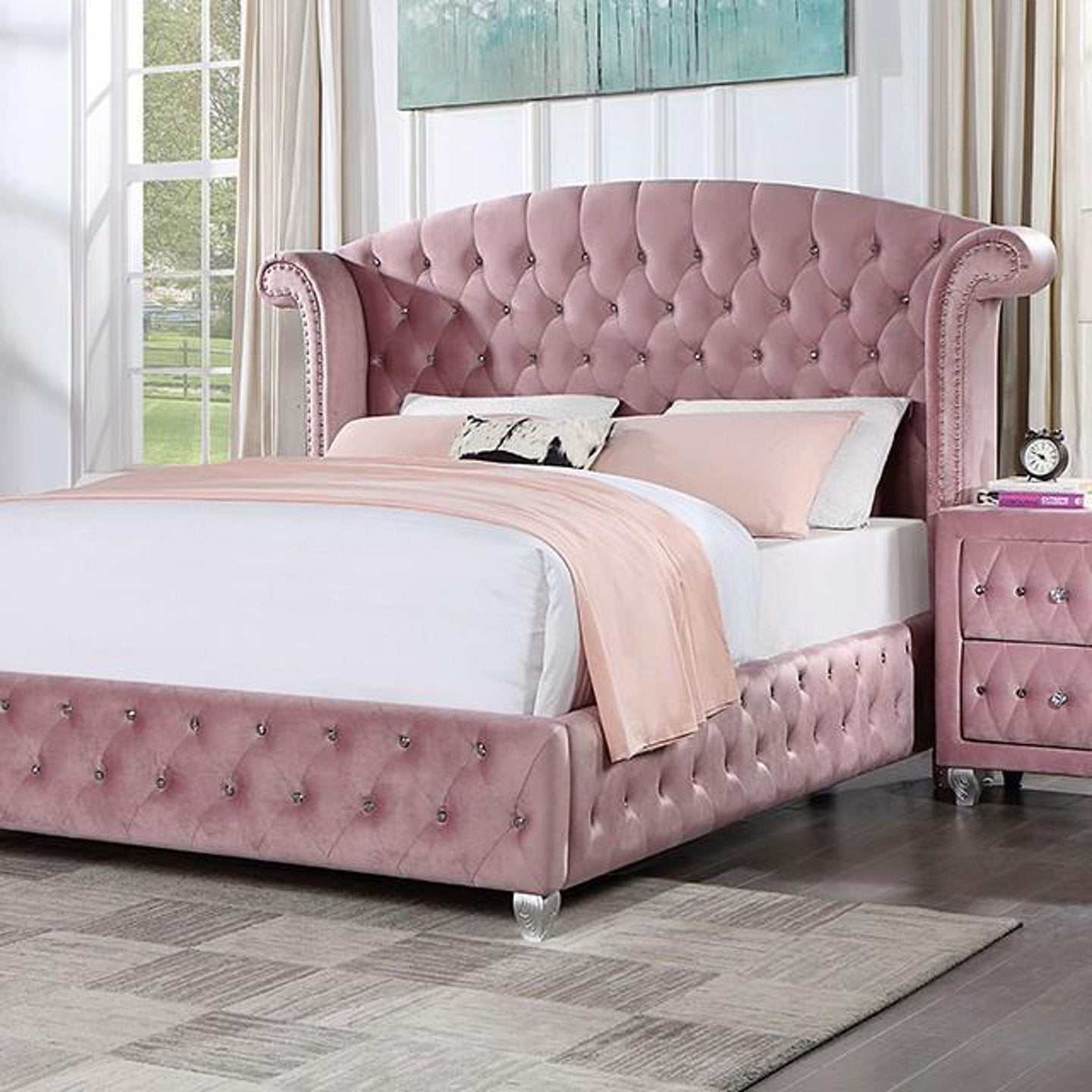Zohar Pink 4-Piece Full Bedroom Set - Image 2
