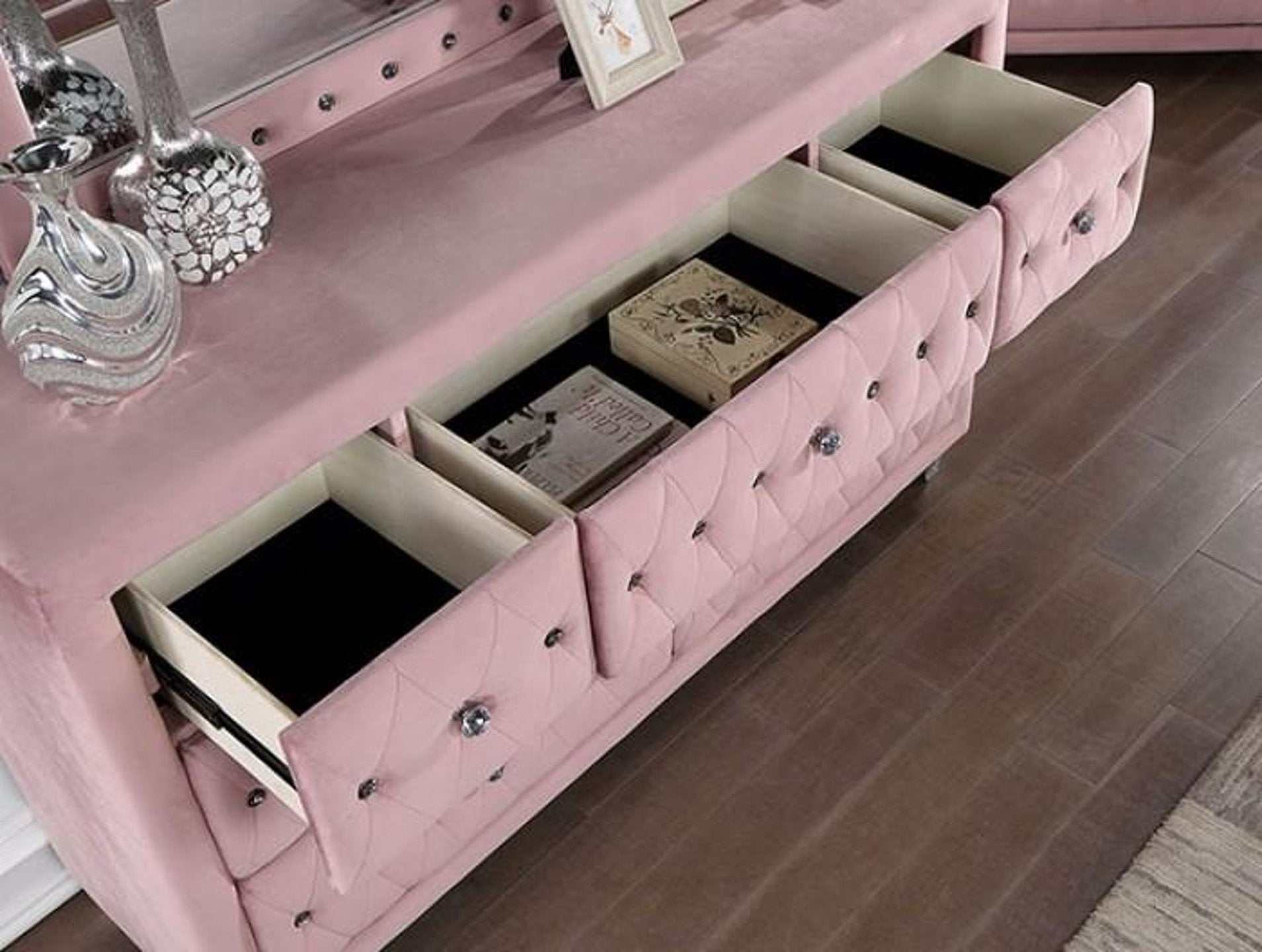Zohar Pink 4-Piece Full Bedroom Set - Image 8