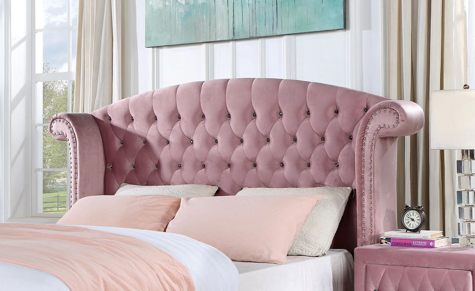 Zohar Pink 4-Piece Twin Bedroom Set - Image 2