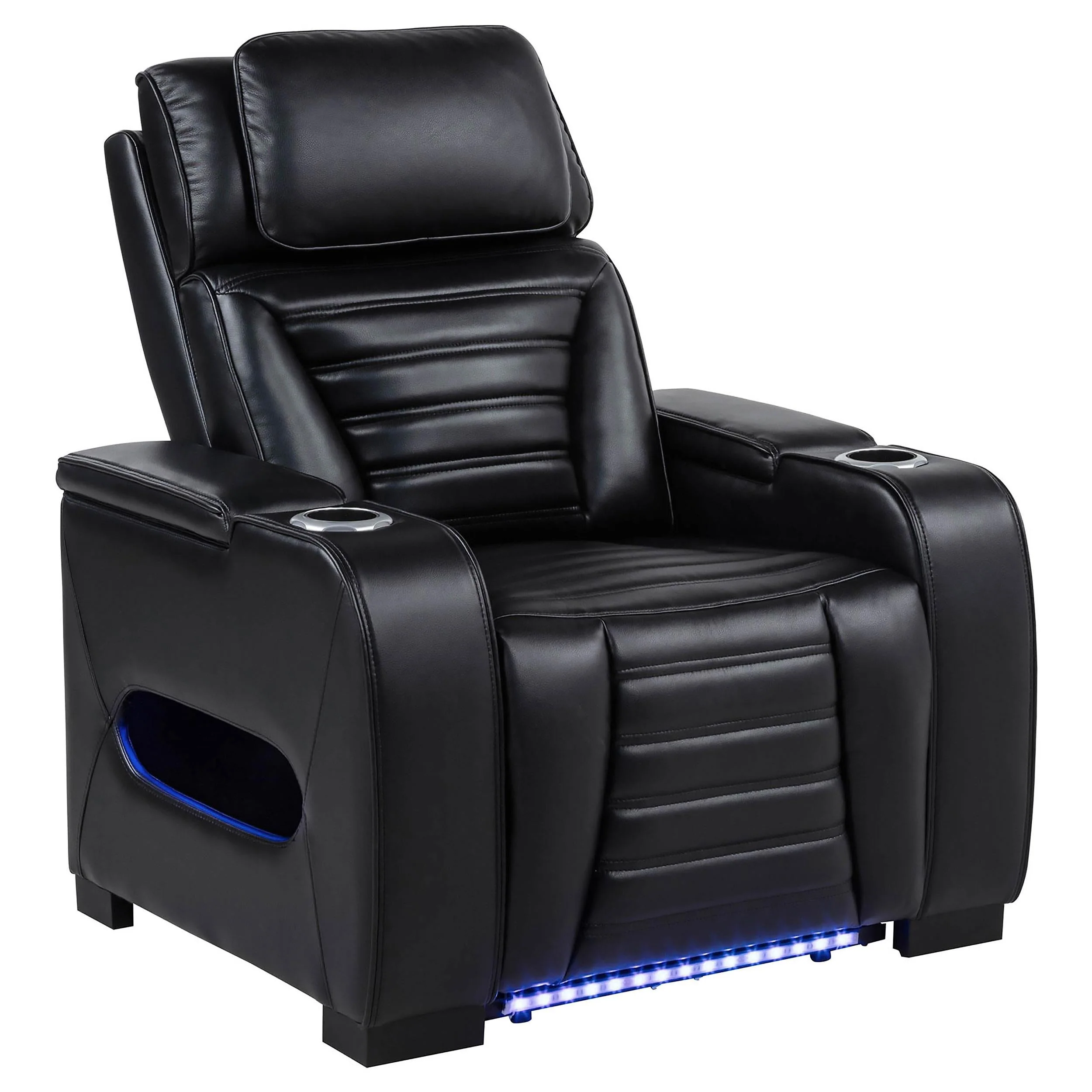 Zuma Black Faux Leather Upholstered Dual Power LED Recliner - Image 2