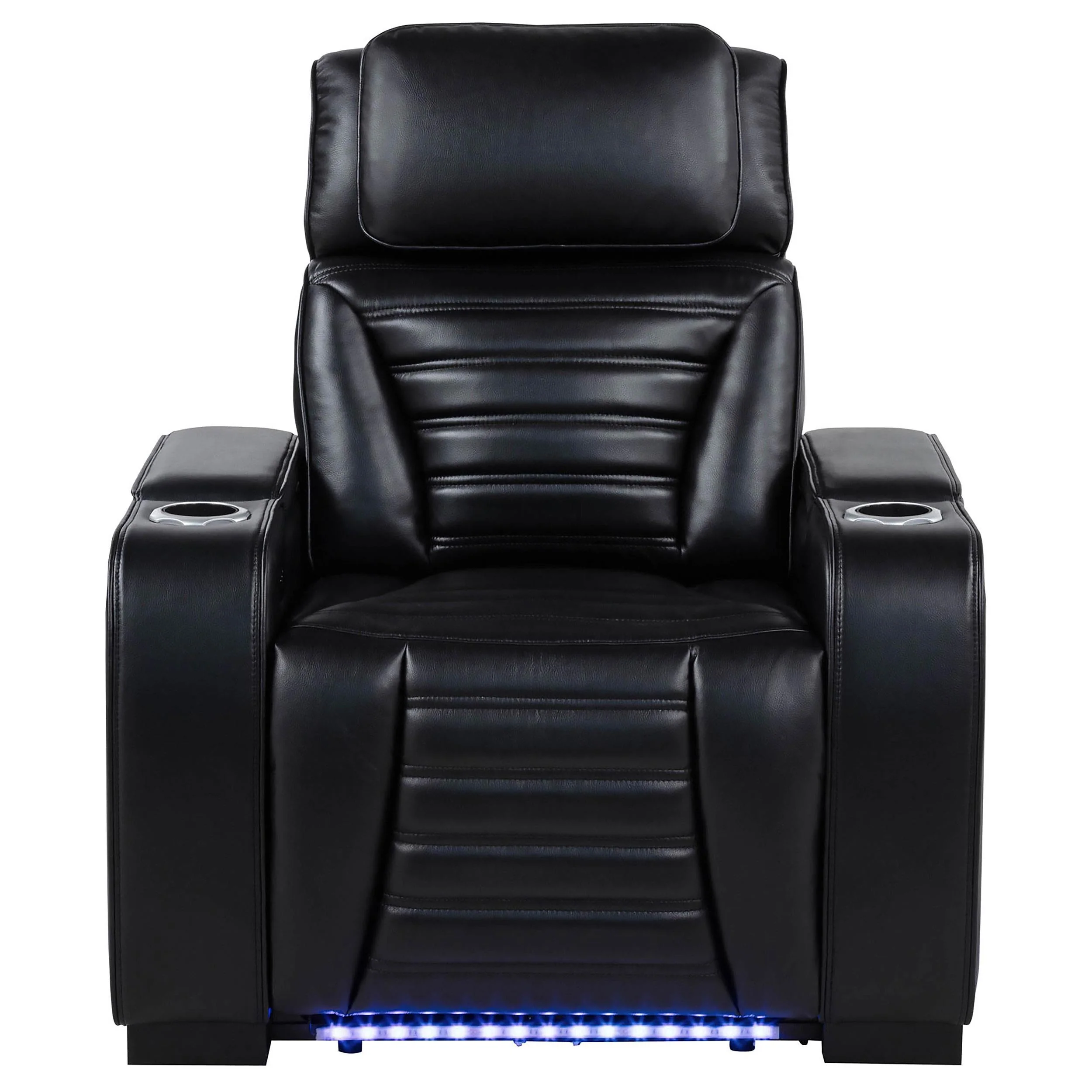 Zuma Black Faux Leather Upholstered Dual Power LED Recliner - Image 3