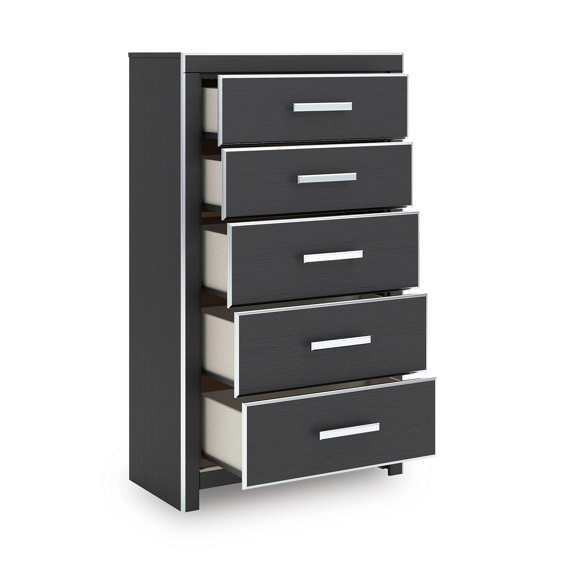 Zuraleus Black Upholstered Storage Panel Bedroom Set with 2 Footboard Drawers - Image 14